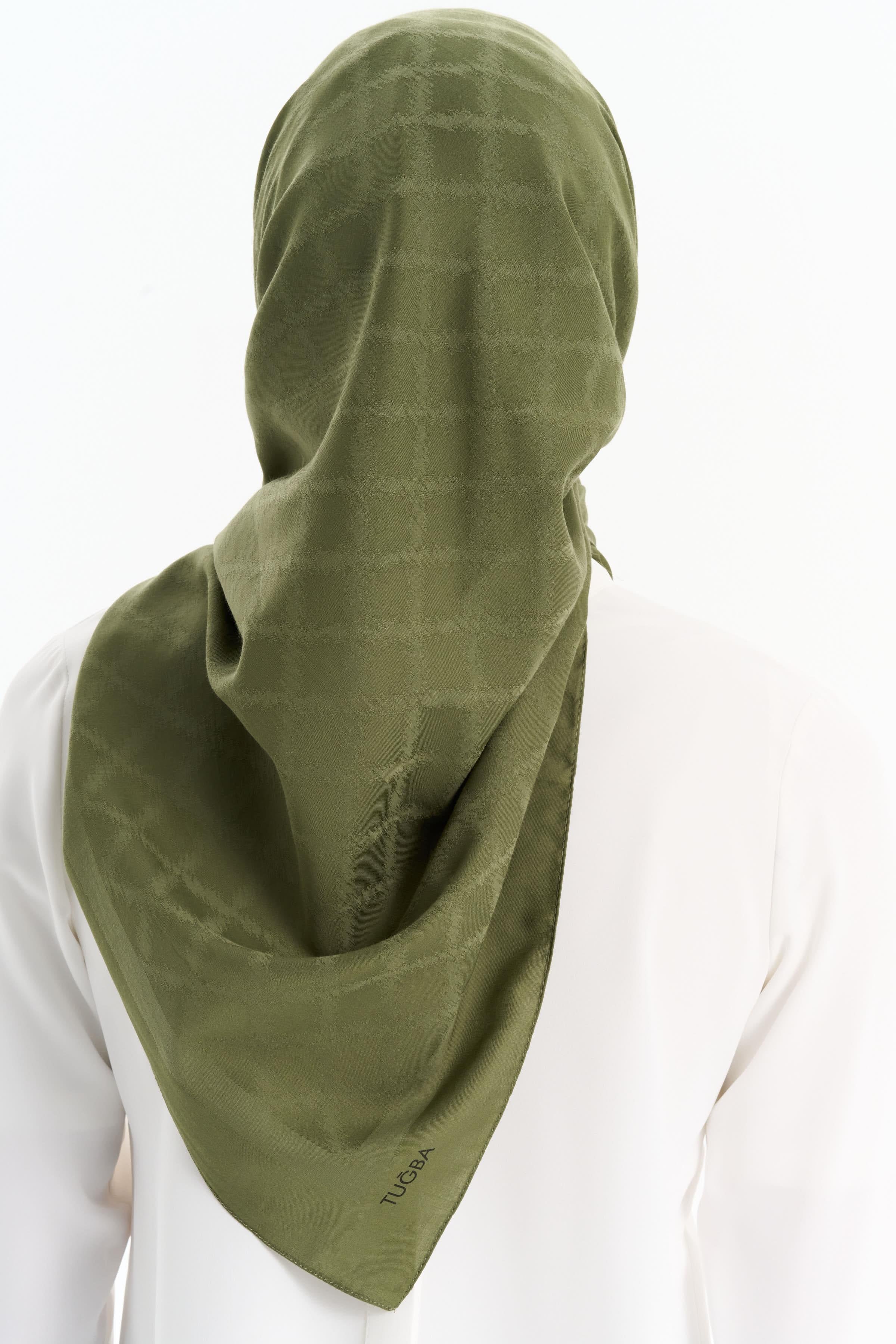 Kare Desen Pamuk Eşarp - Haki TUGBA