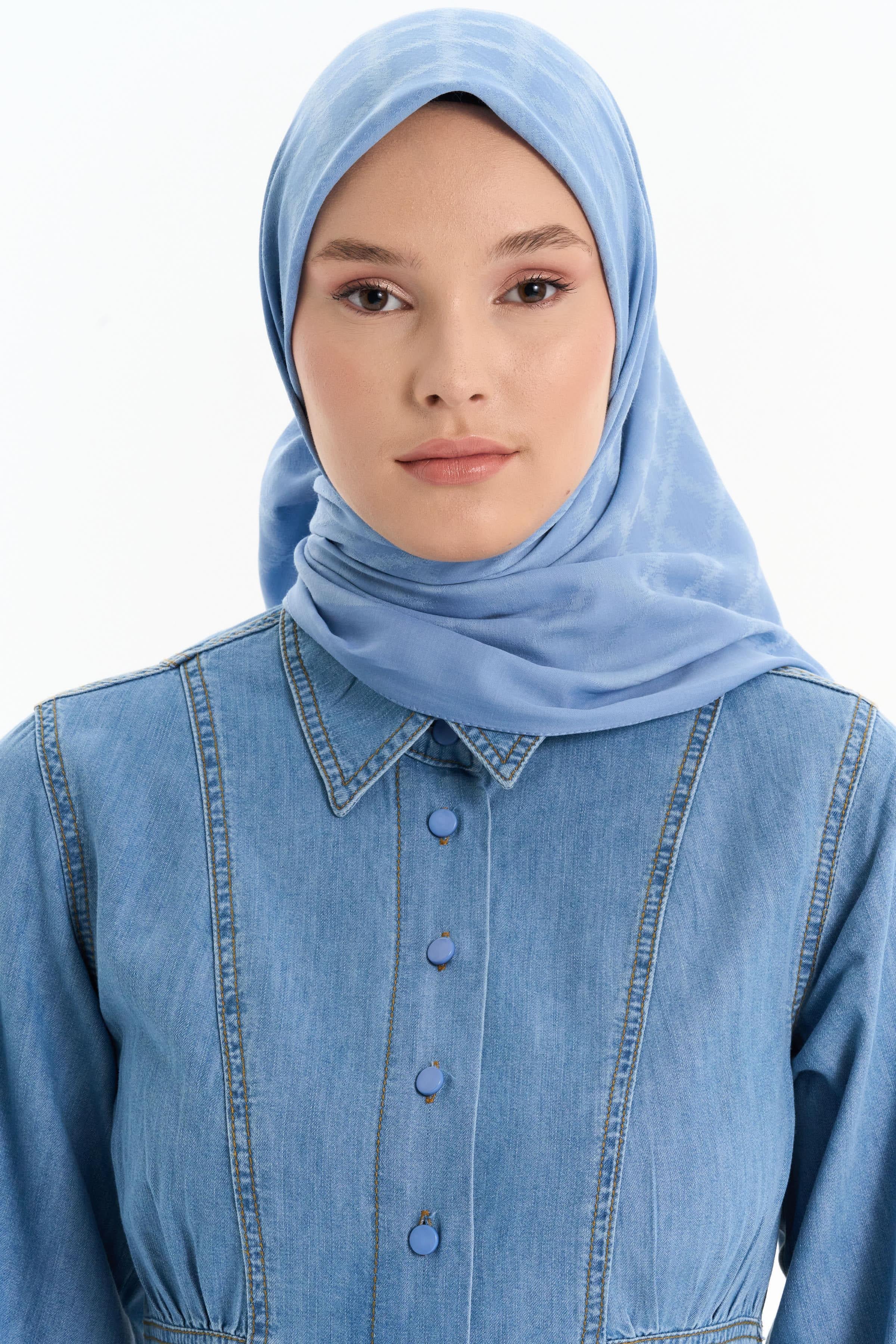 Kare Desen Pamuk Eşarp - İndigo TUGBA