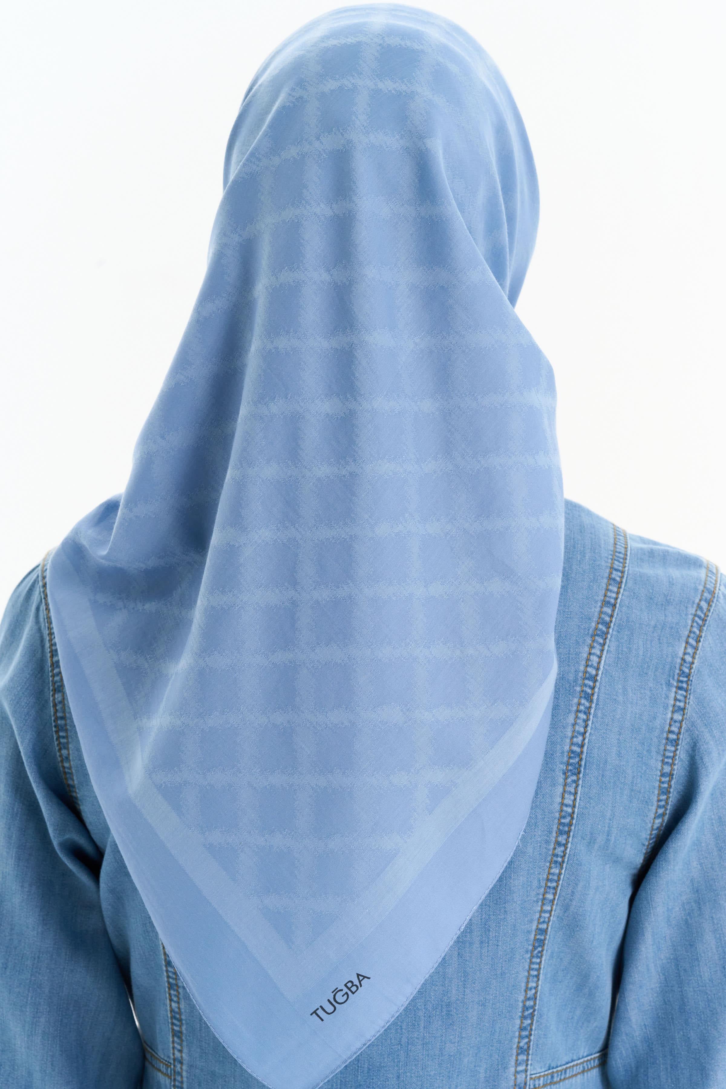 Kare Desen Pamuk Eşarp - İndigo TUGBA