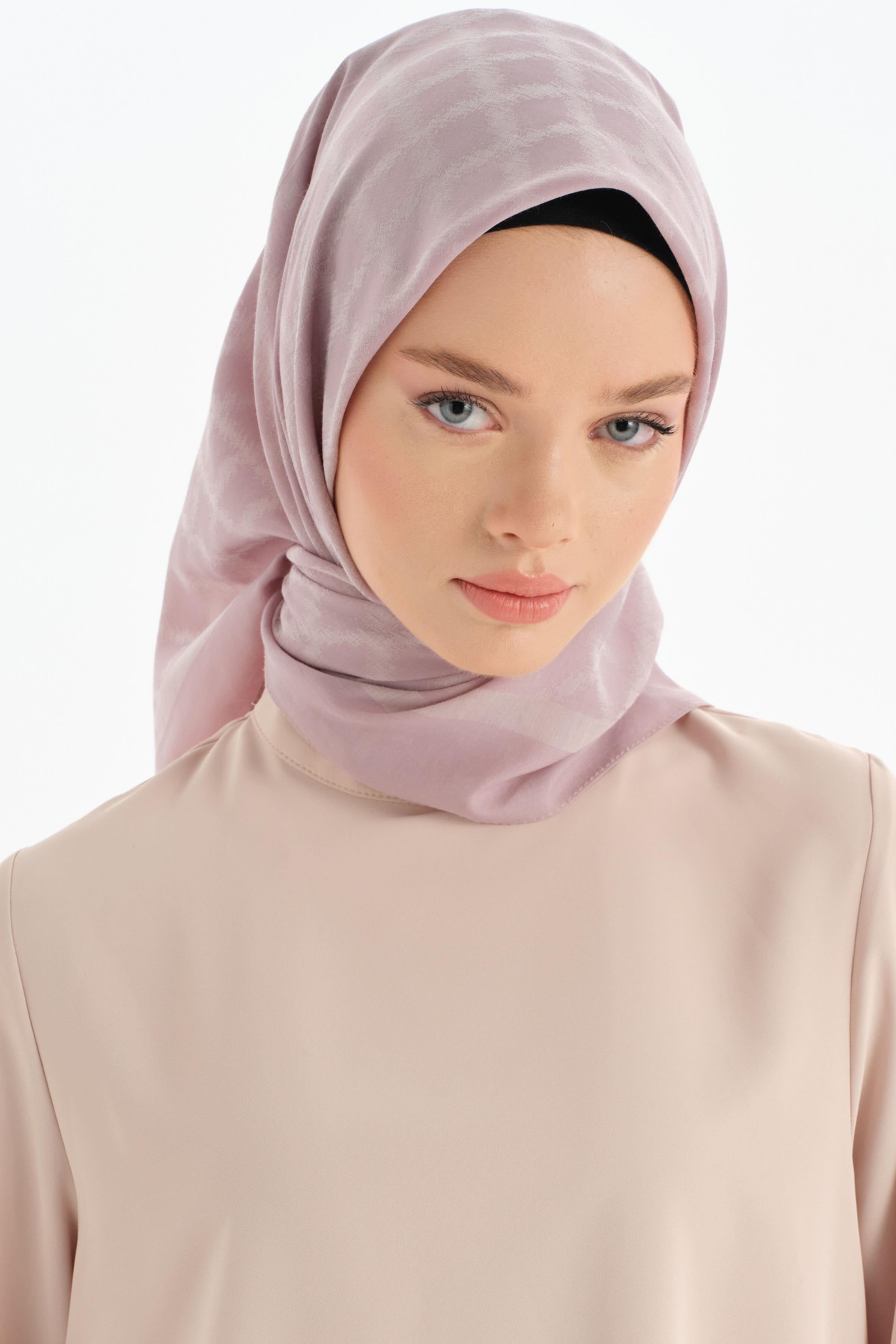 Kare Desen Pamuk Eşarp - Lila TUGBA