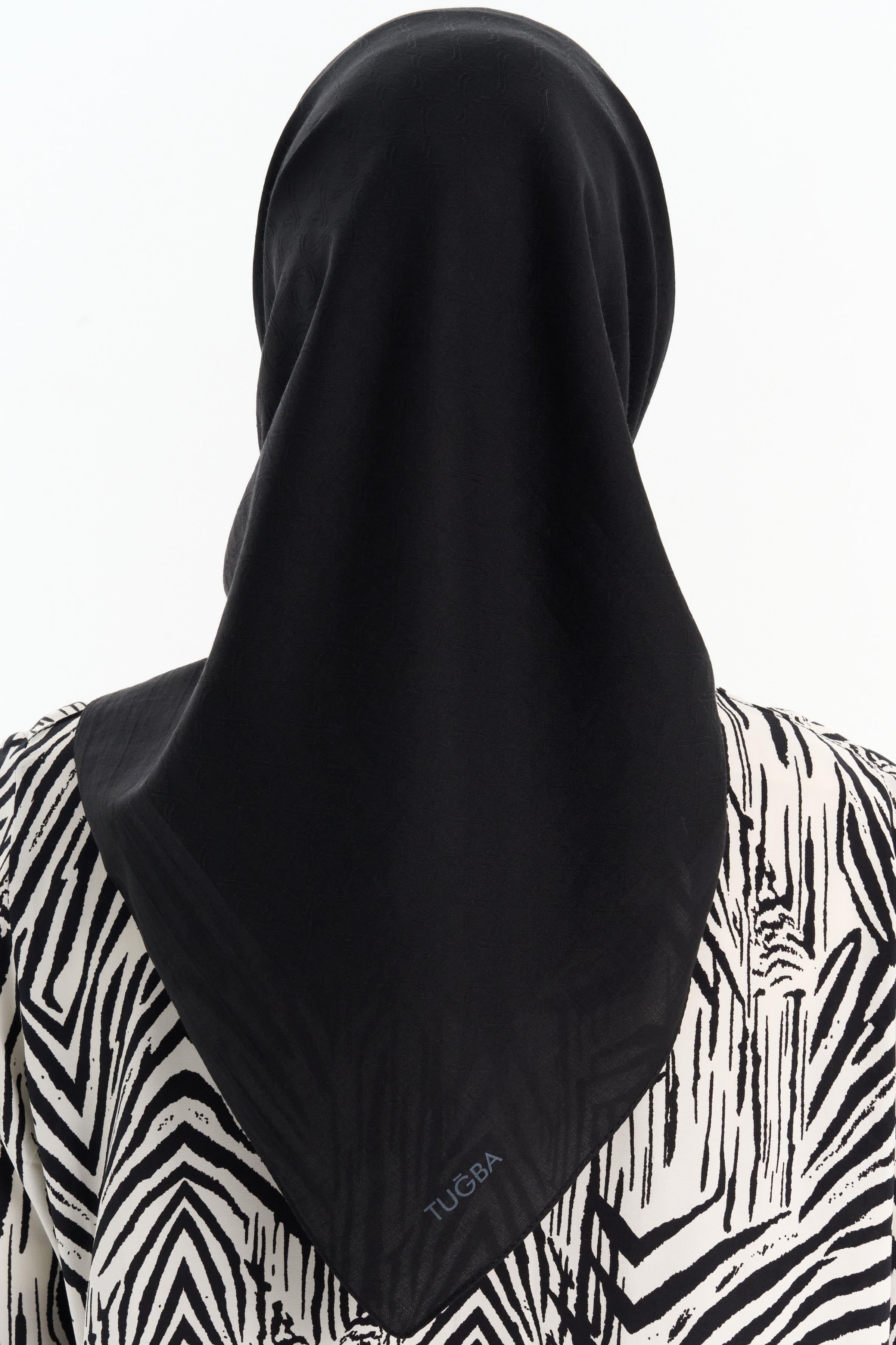 Dalga Desen Pamuk Eşarp - Siyah TUGBA