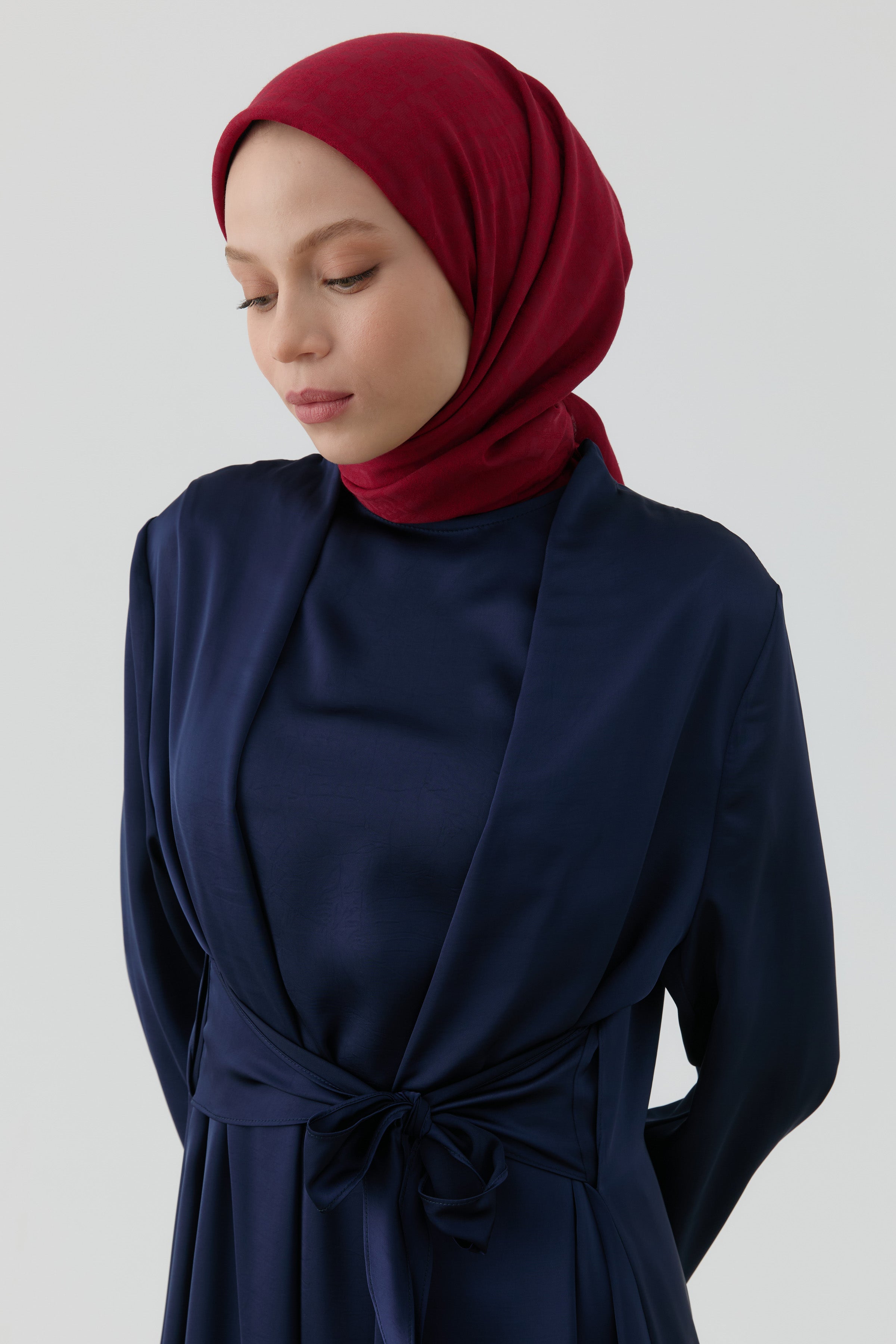 Geometrik Desen Stil Eşarp - Bordo TUGBA