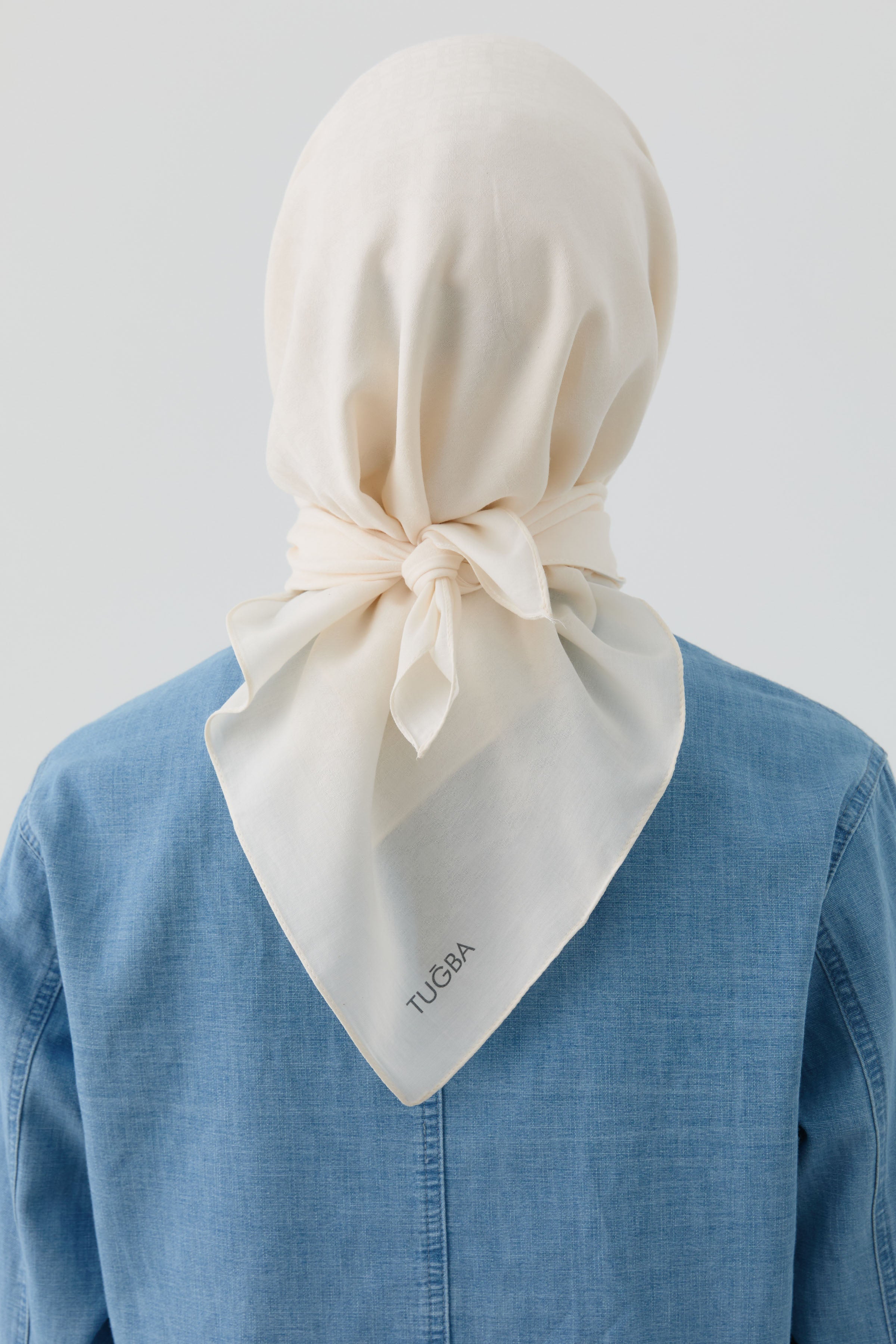 Geometrik Desen Stil Eşarp - Ekru TUGBA