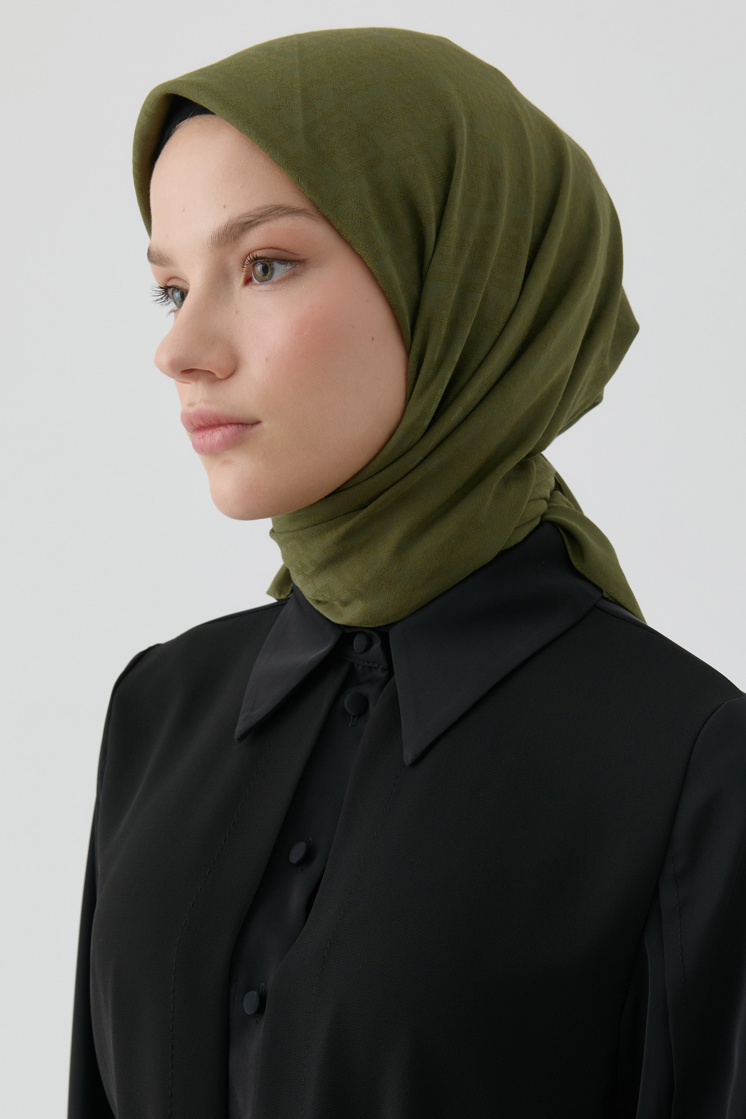 Geometrik Desen Stil Eşarp - Haki TUGBA