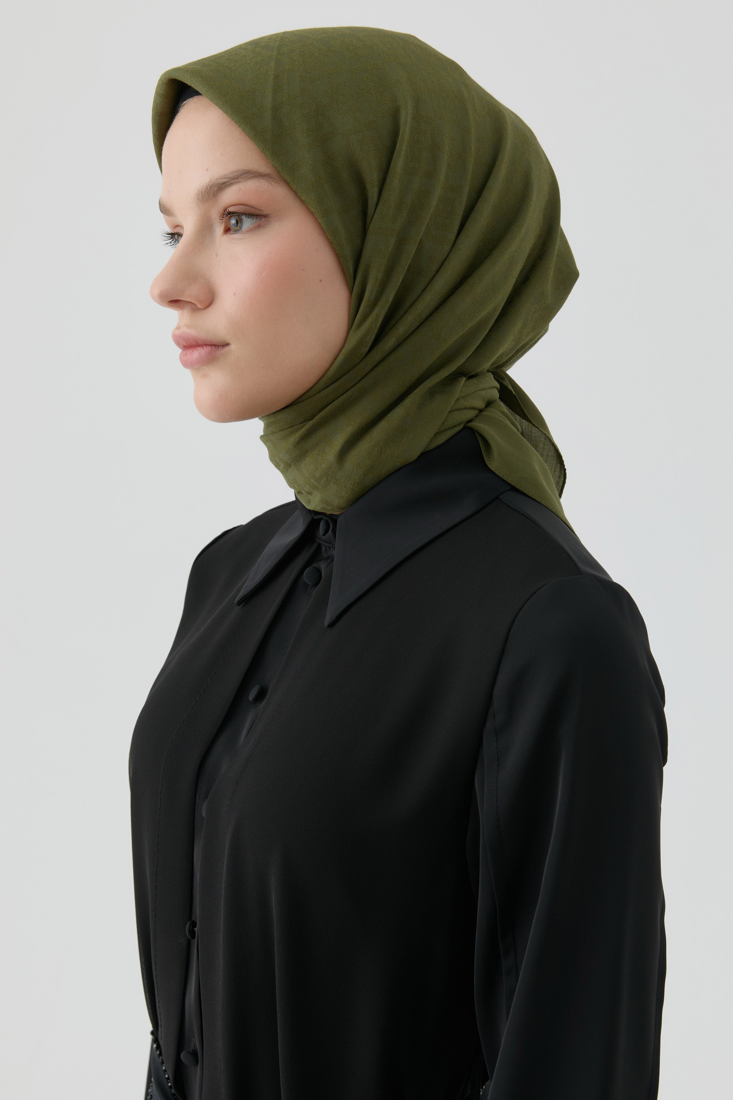 Geometrik Desen Stil Eşarp - Haki TUGBA