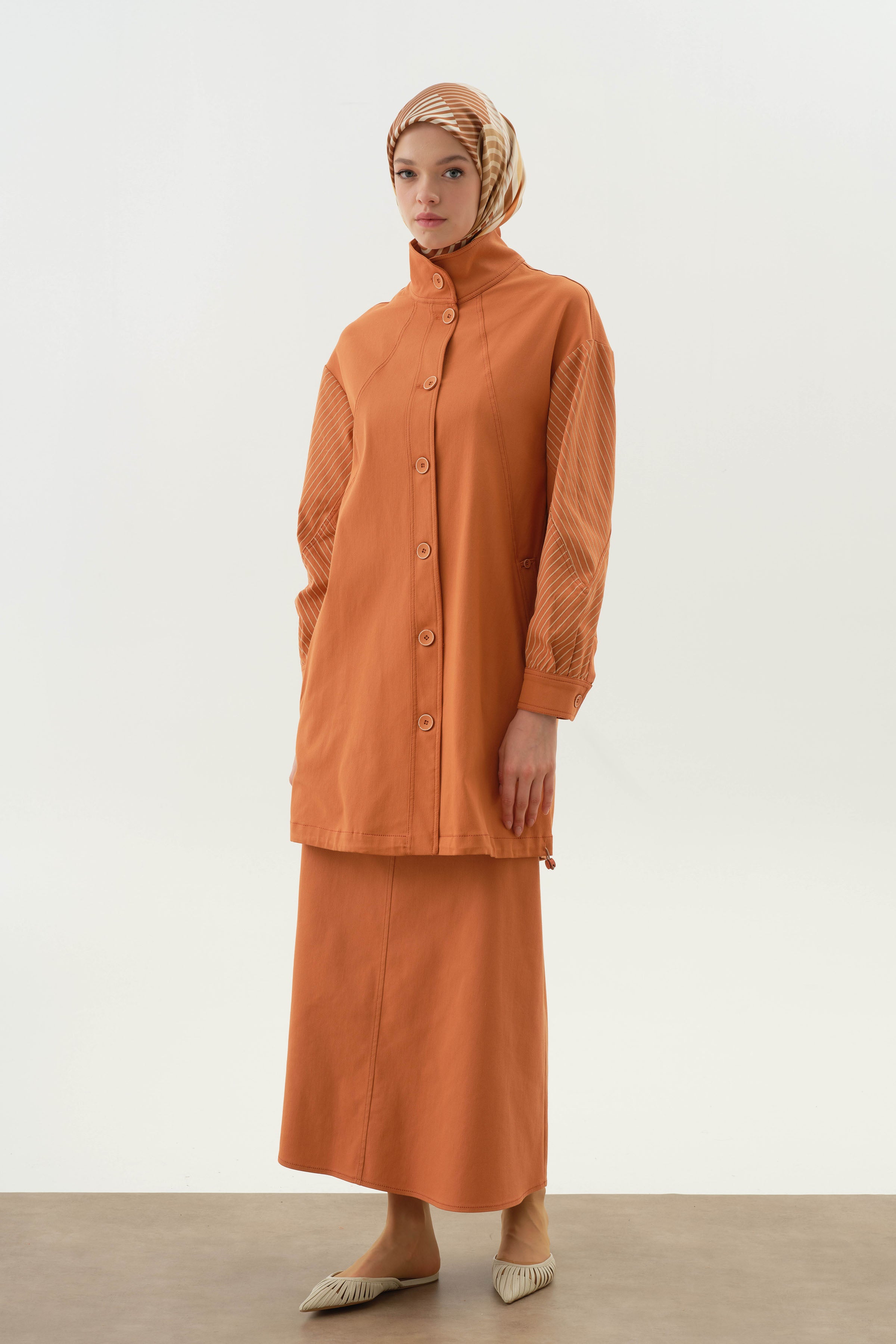 Beş Cepli Etek - Oranj TUGBA