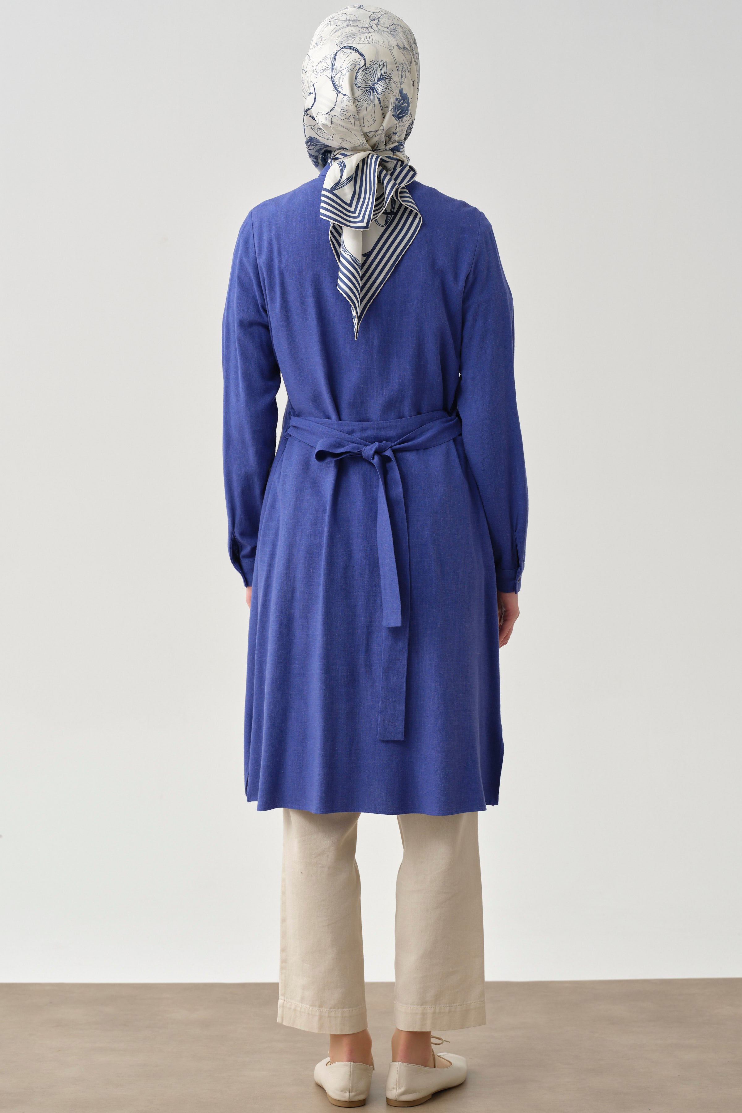 Biye Detaylı Robalı Tunik - Saks TUGBA