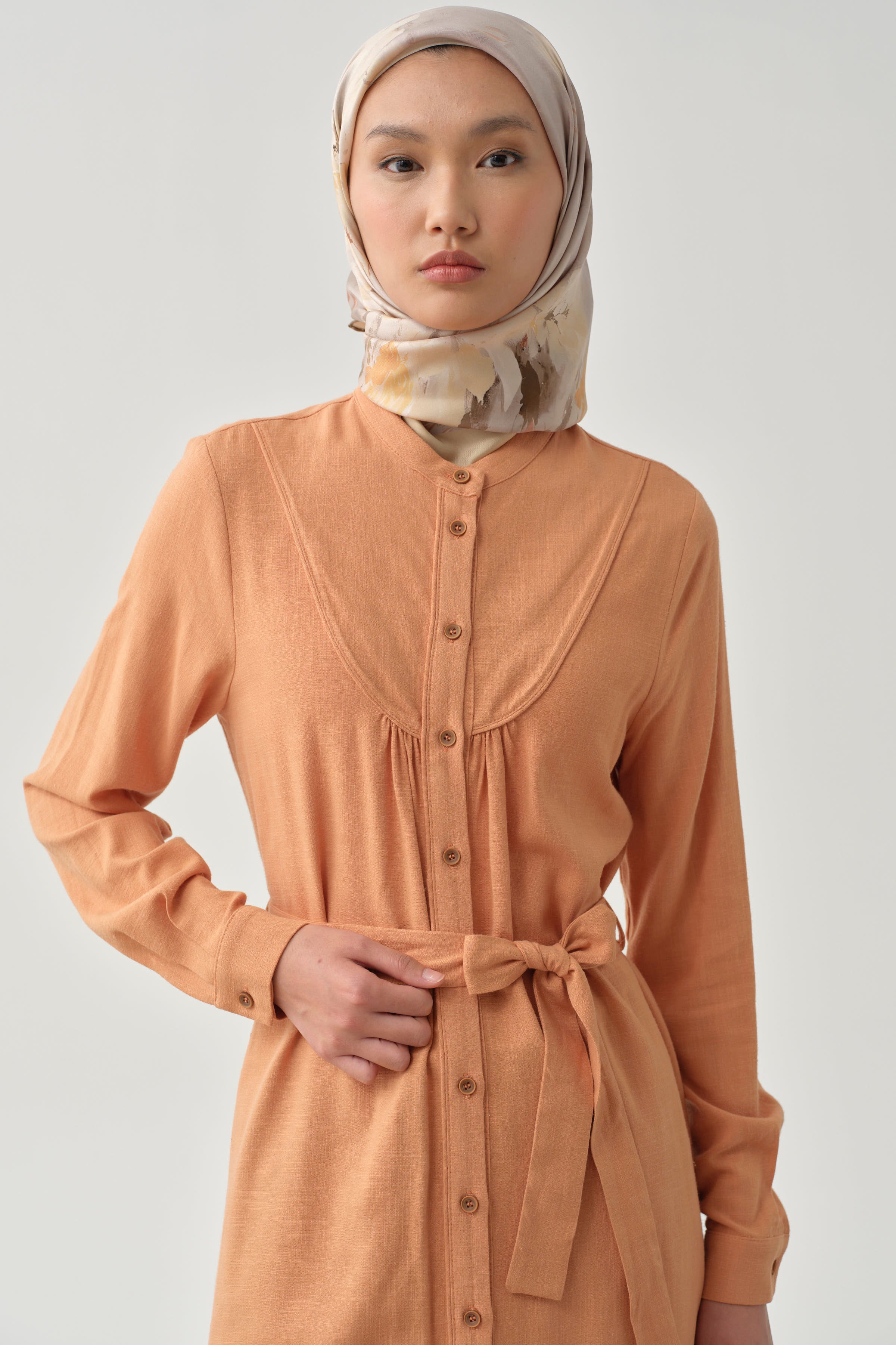 Biye Detaylı Robalı Tunik - Somon TUGBA