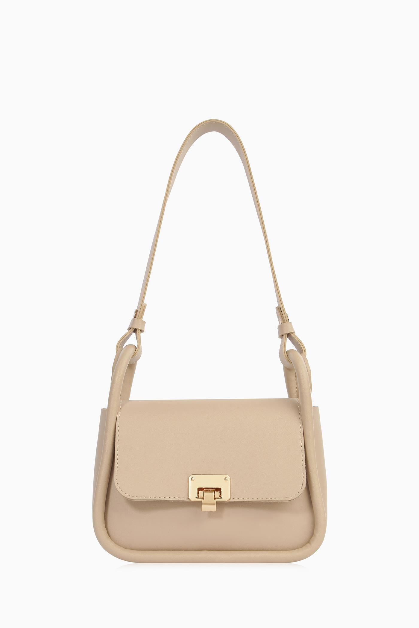 Biyeli Mini Flap Çanta - Bej TUGBA