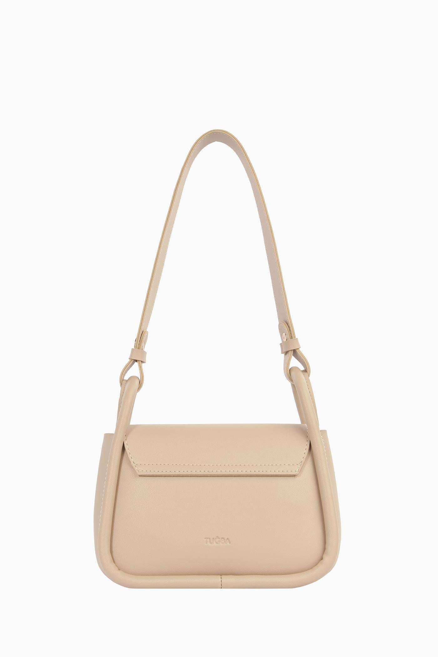 Biyeli Mini Flap Çanta - Bej TUGBA