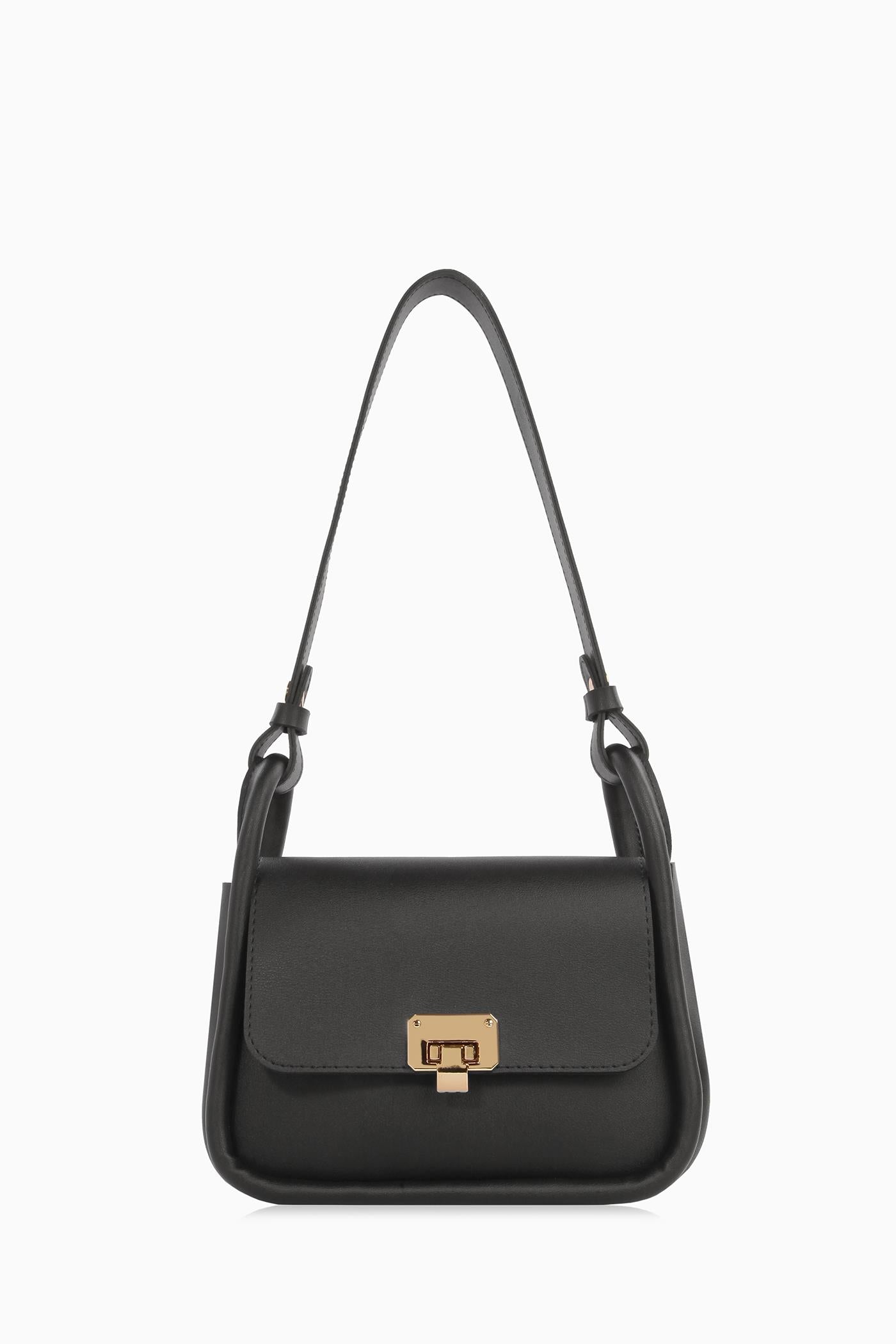 Biyeli Mini Flap Çanta - Siyah TUGBA