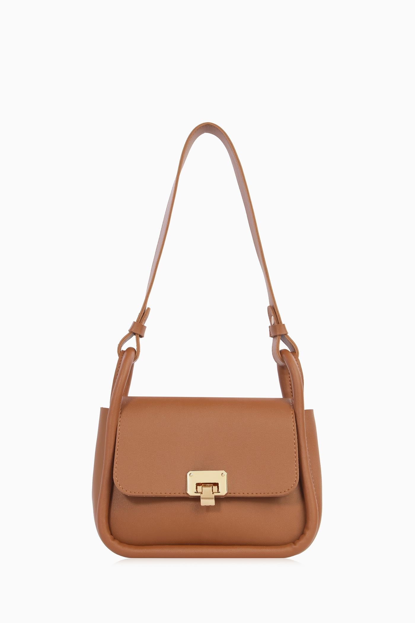 Biyeli Mini Flap Çanta - Taba TUGBA