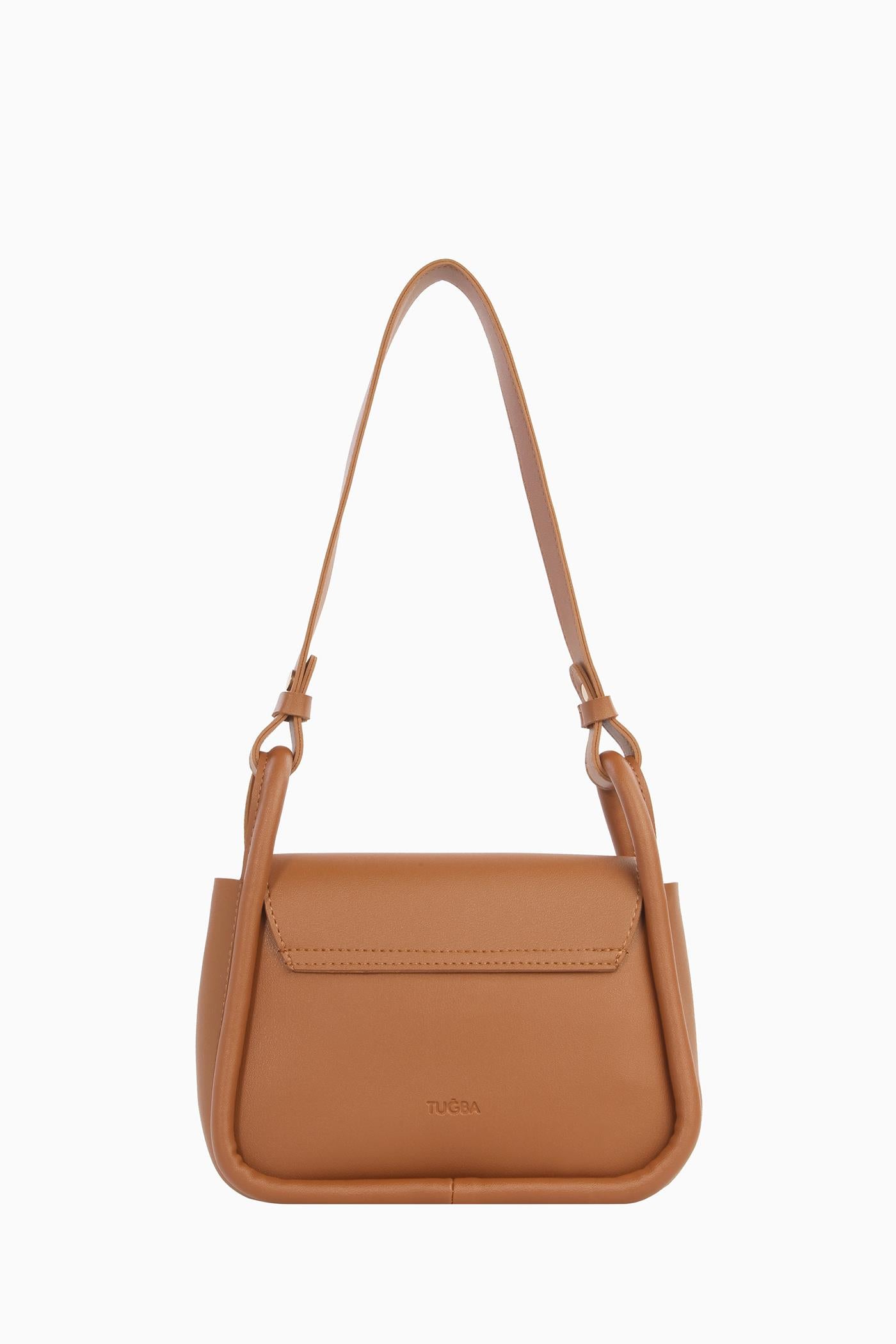 Biyeli Mini Flap Çanta - Taba TUGBA