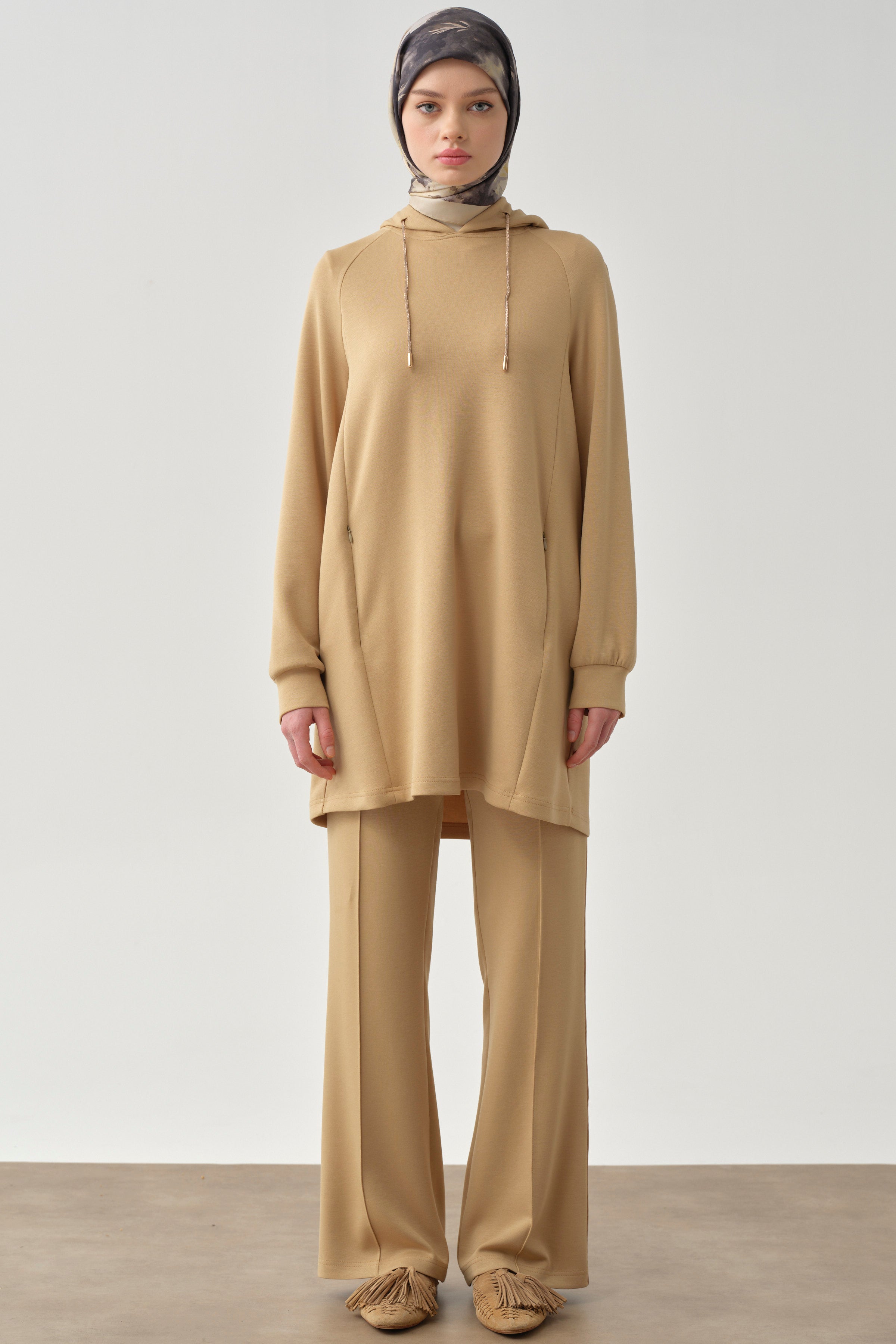 Biyeli Örme Takım - Camel TUGBA