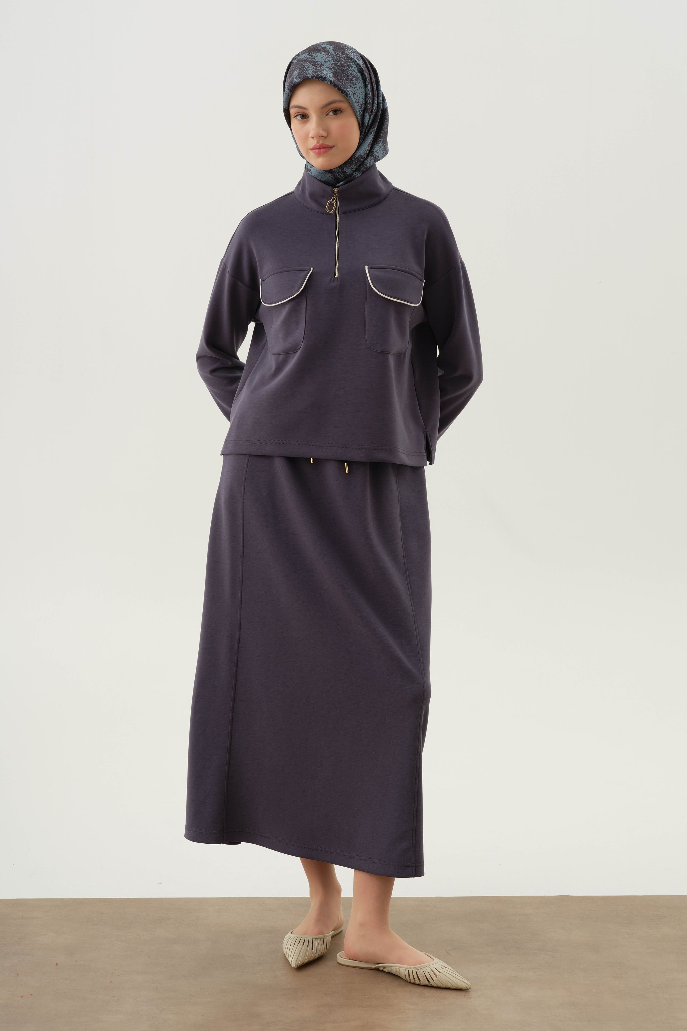 Biyeli Örme Takım - Lacivert TUGBA