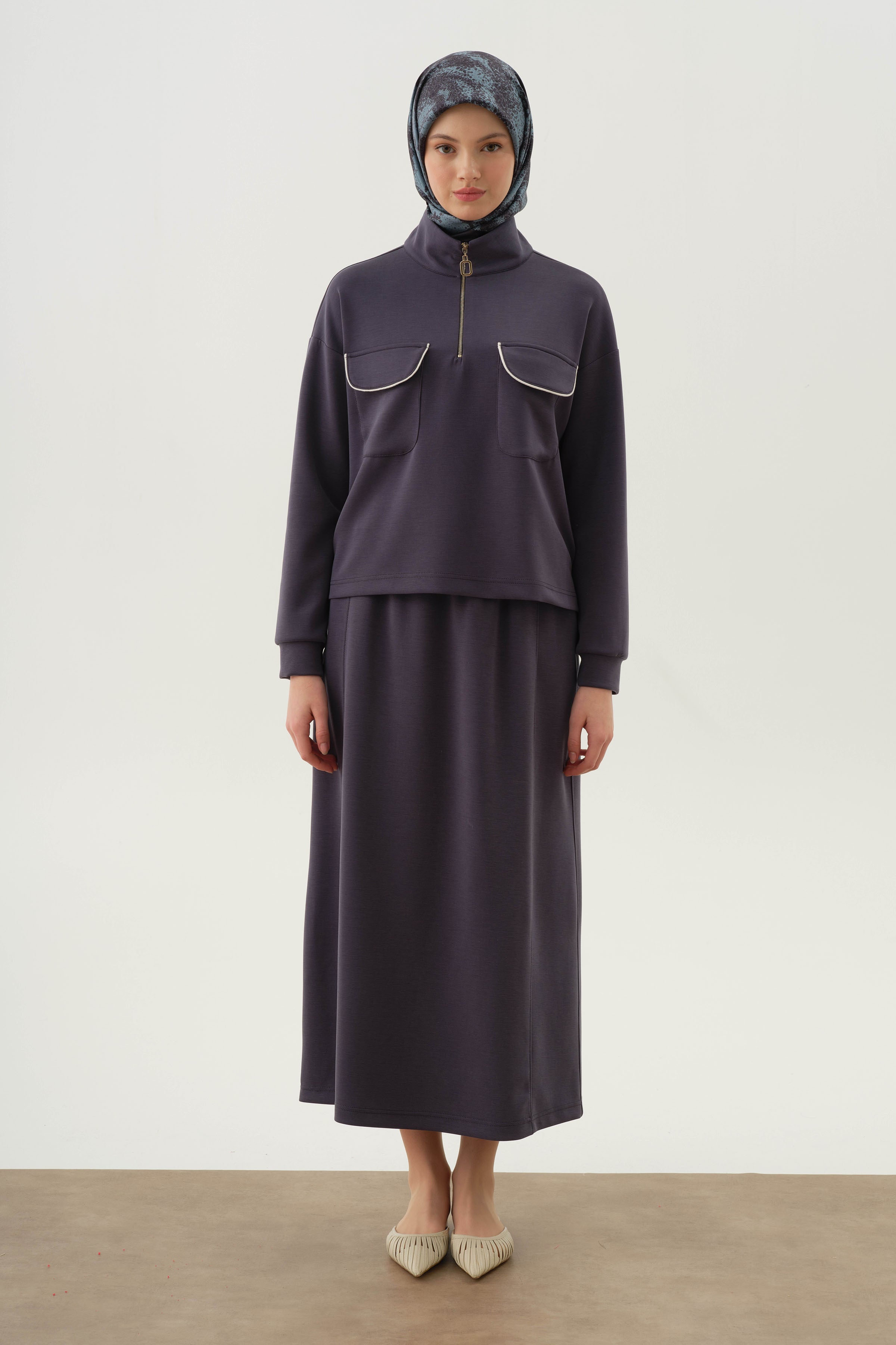 Biyeli Örme Takım - Lacivert TUGBA