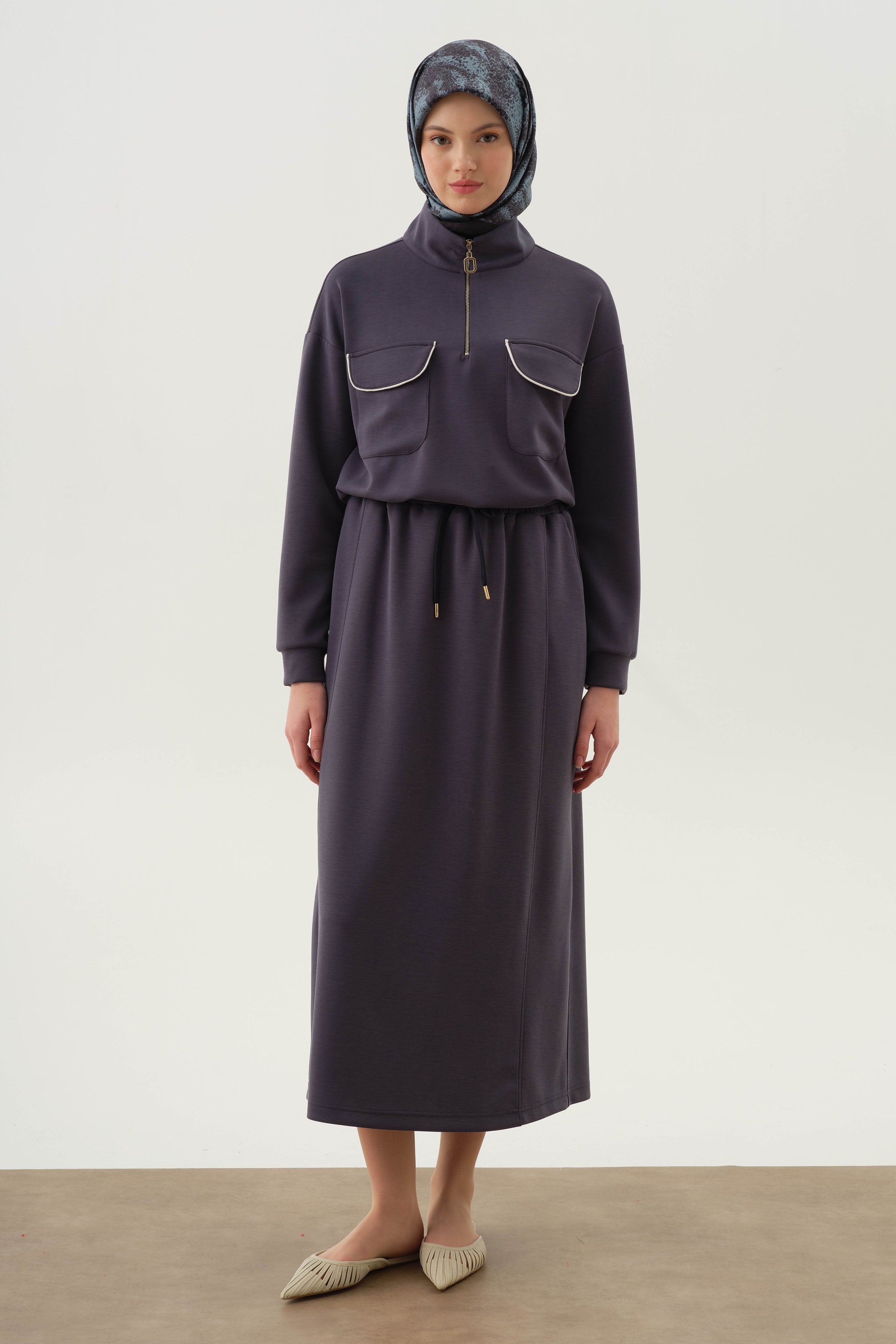 Biyeli Örme Takım - Lacivert TUGBA