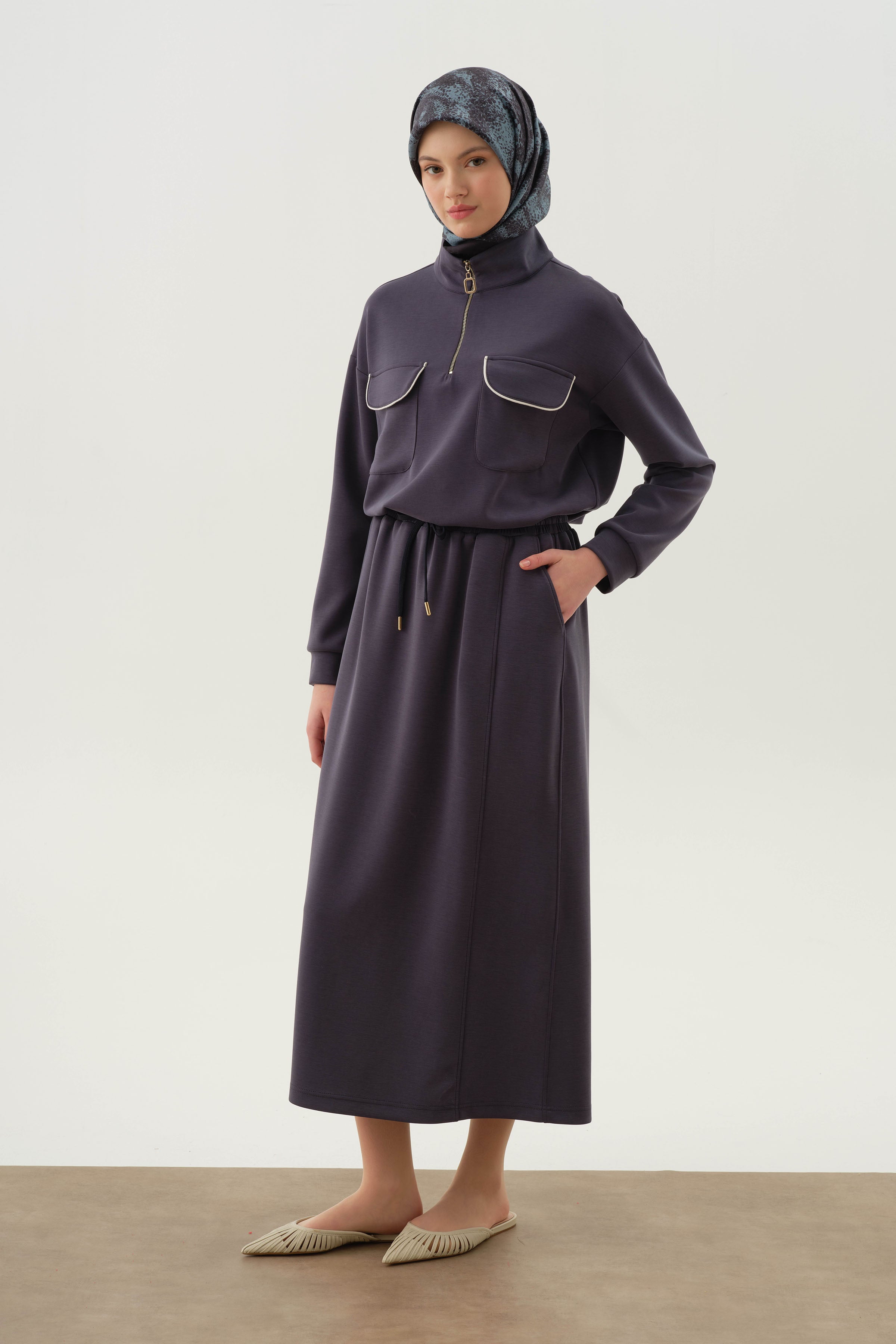 Biyeli Örme Takım - Lacivert TUGBA