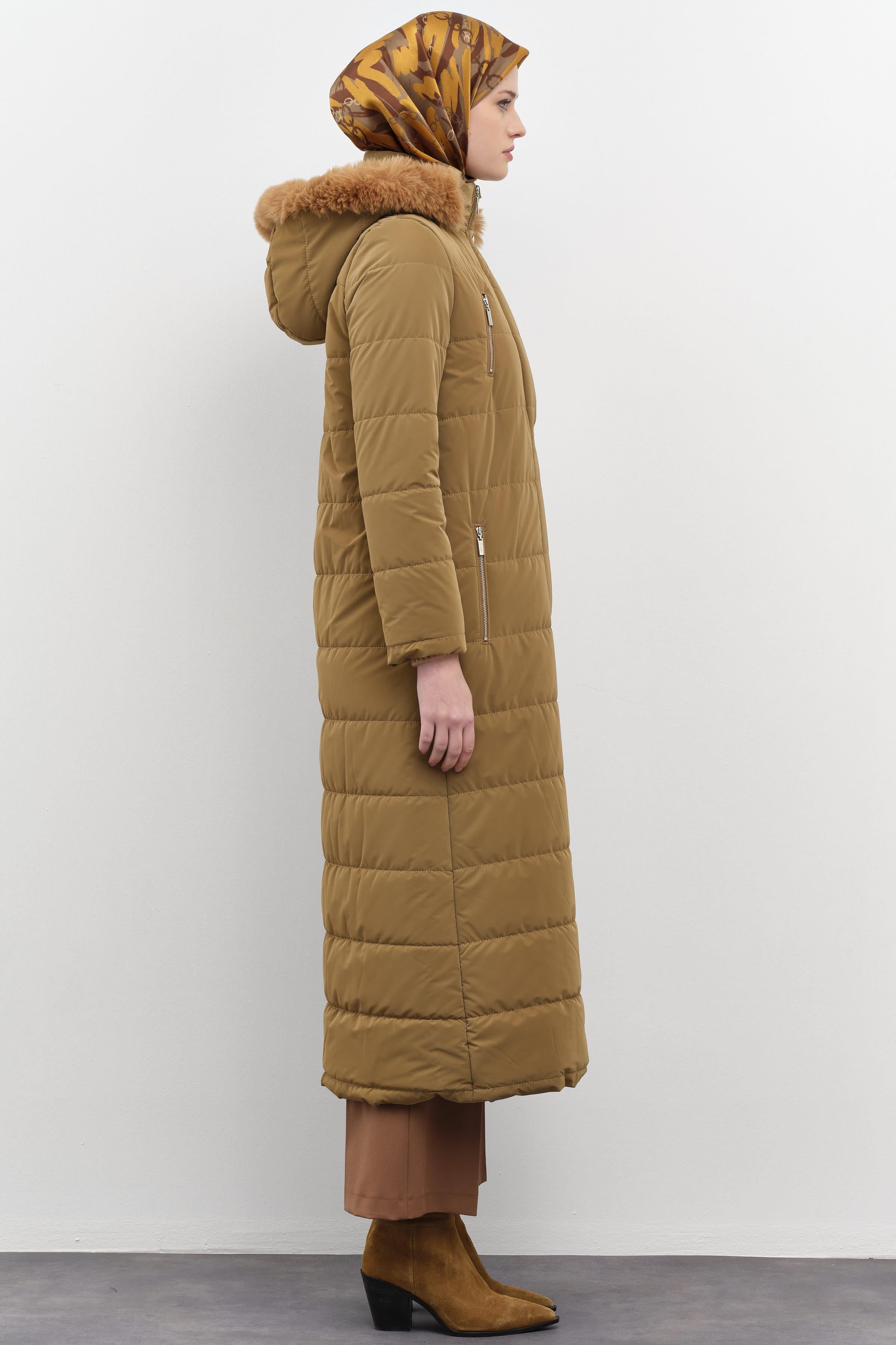 Blok Desen Şişme Kaban - Camel TUGBA