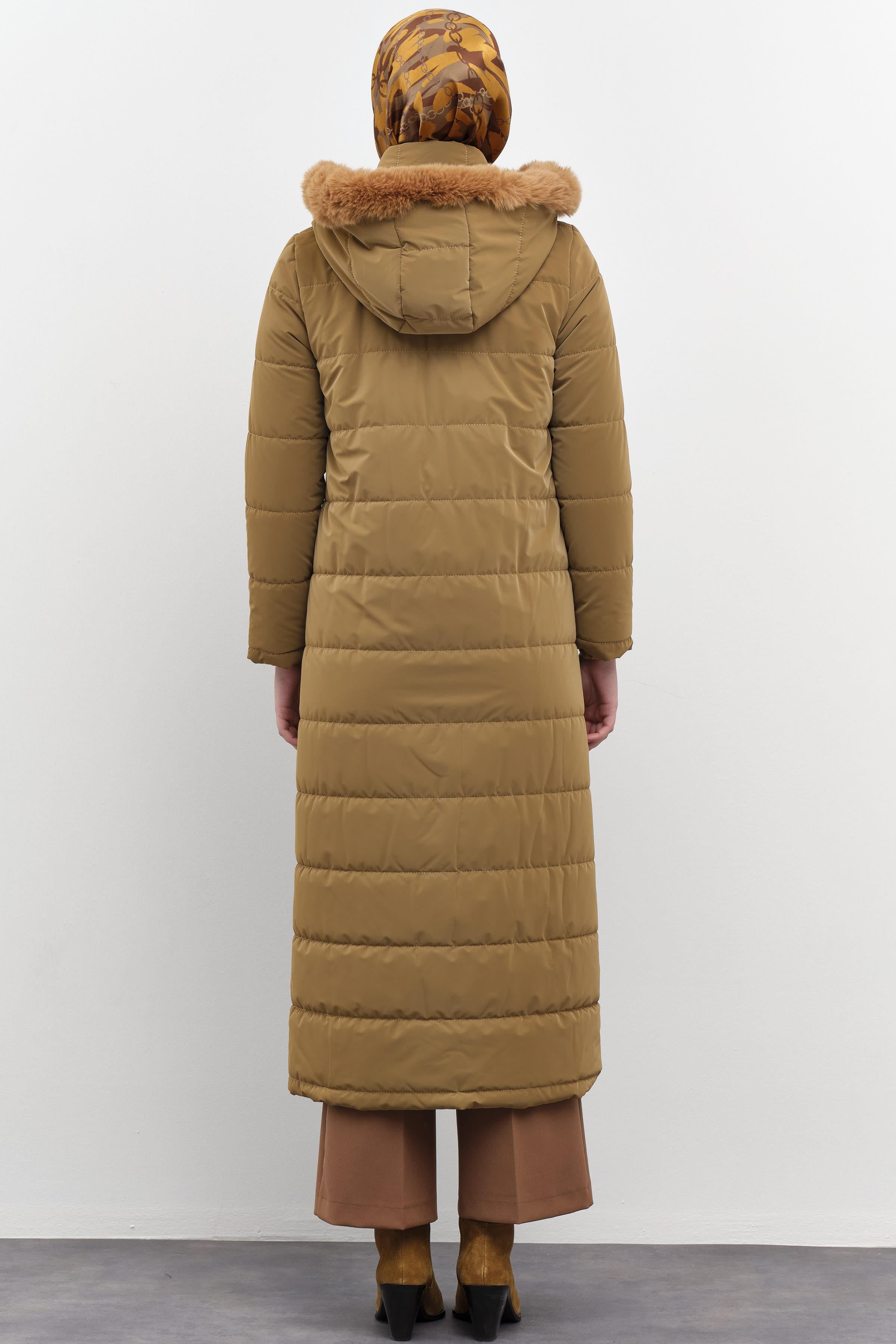 Blok Desen Şişme Kaban - Camel TUGBA