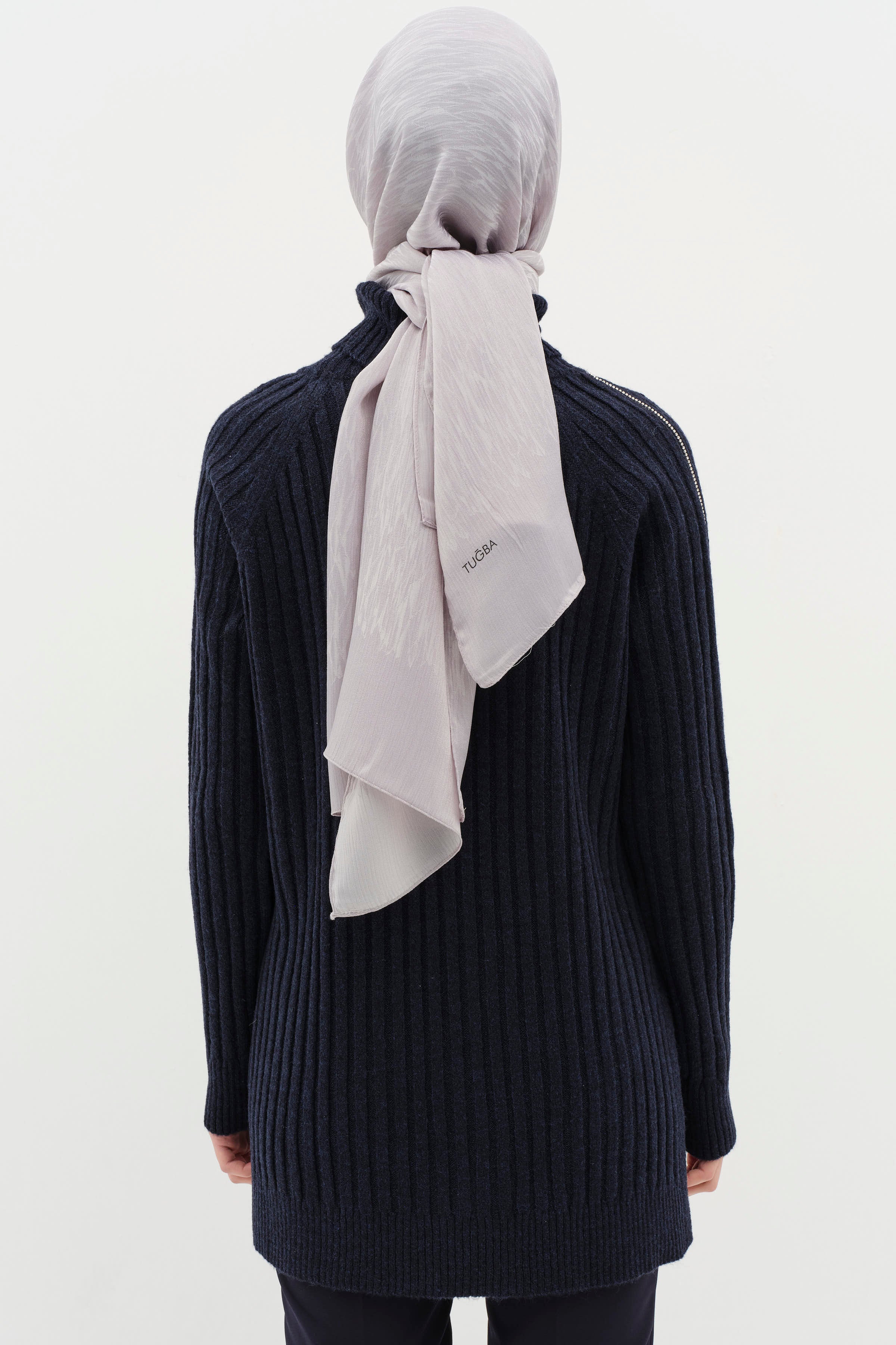 Boğazlı Reglan Kol Triko Kazak - Lacivert TUGBA