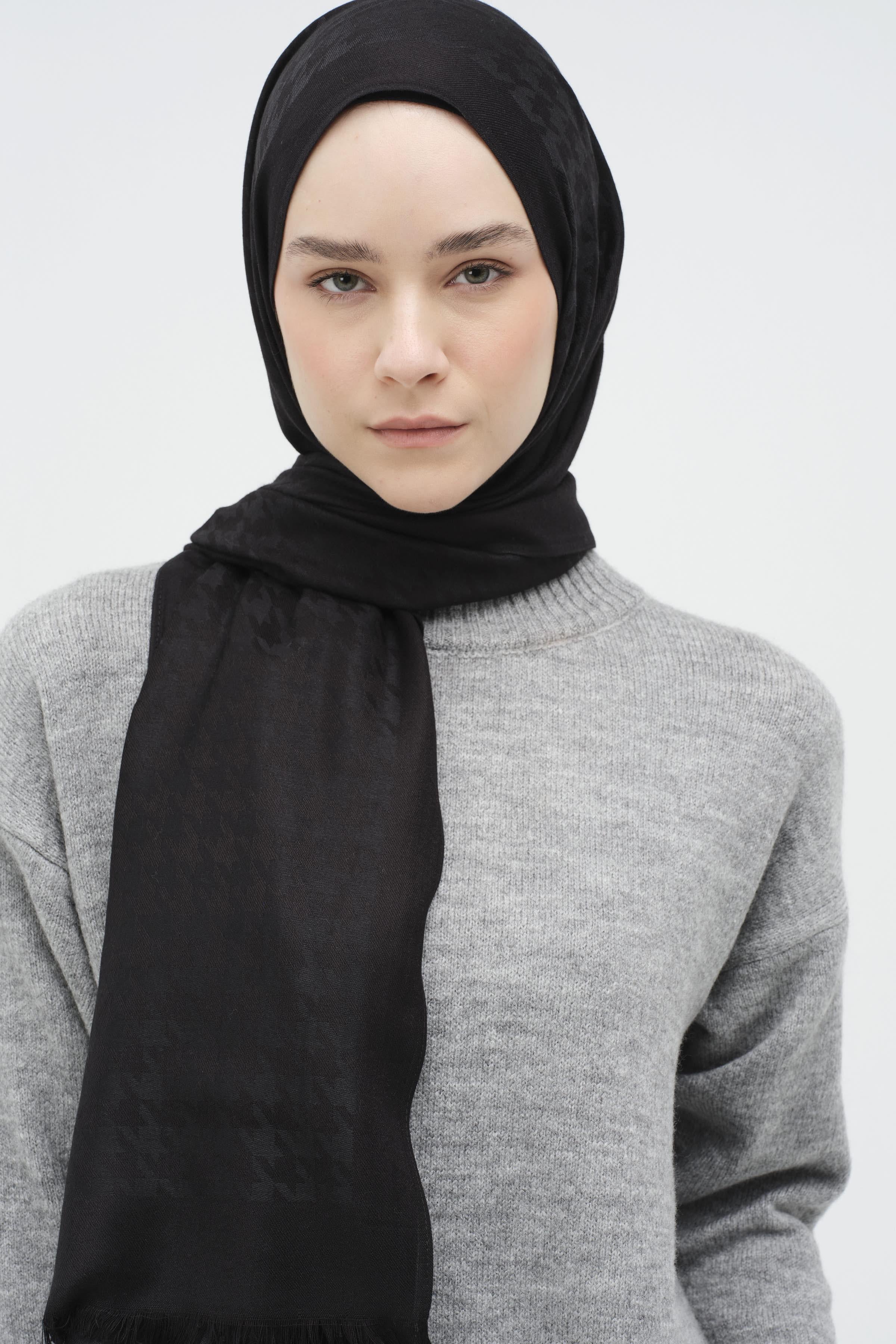 Boğazlı Triko Elbise - Gri TUGBA