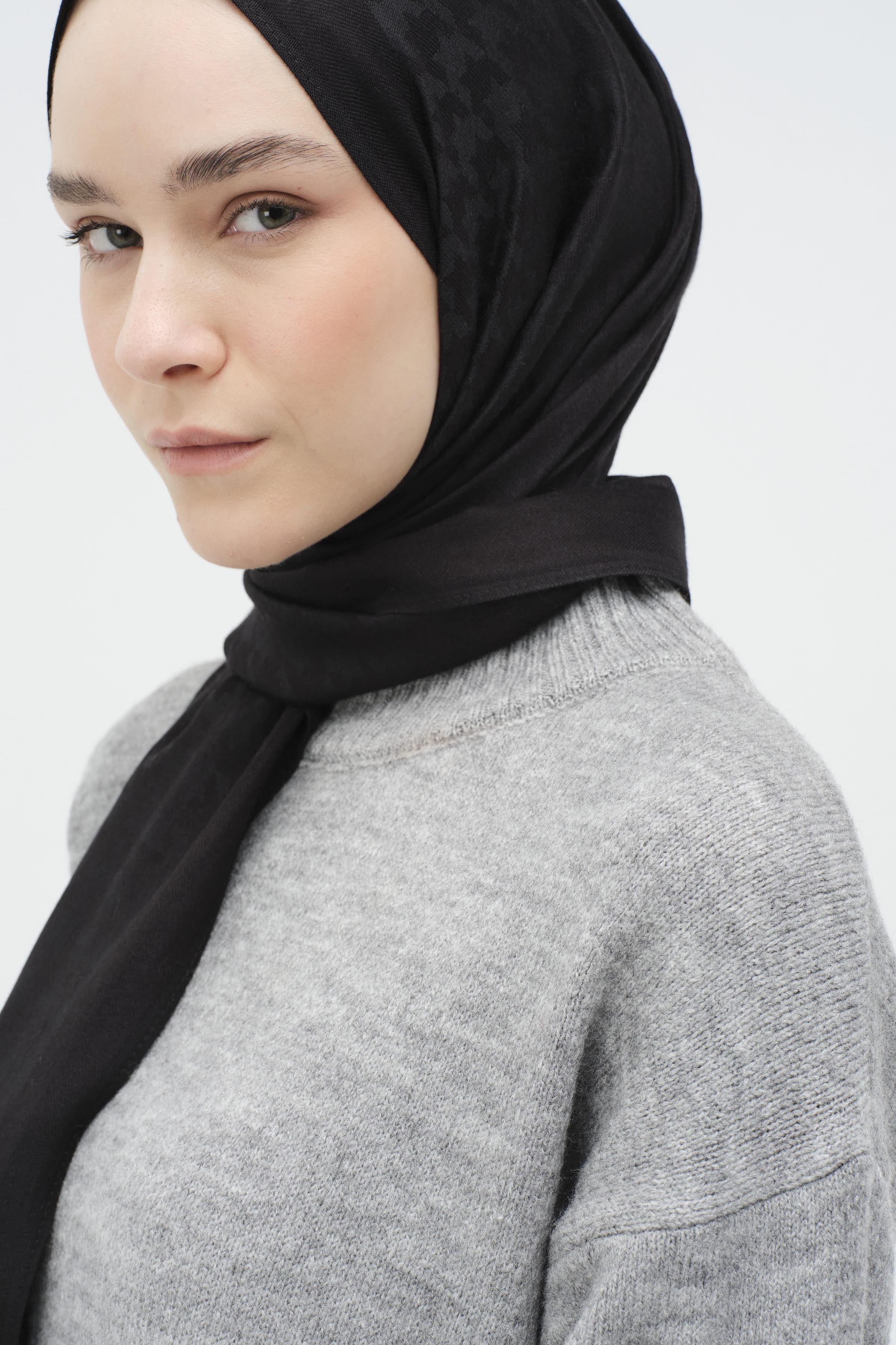 Boğazlı Triko Elbise - Gri TUGBA