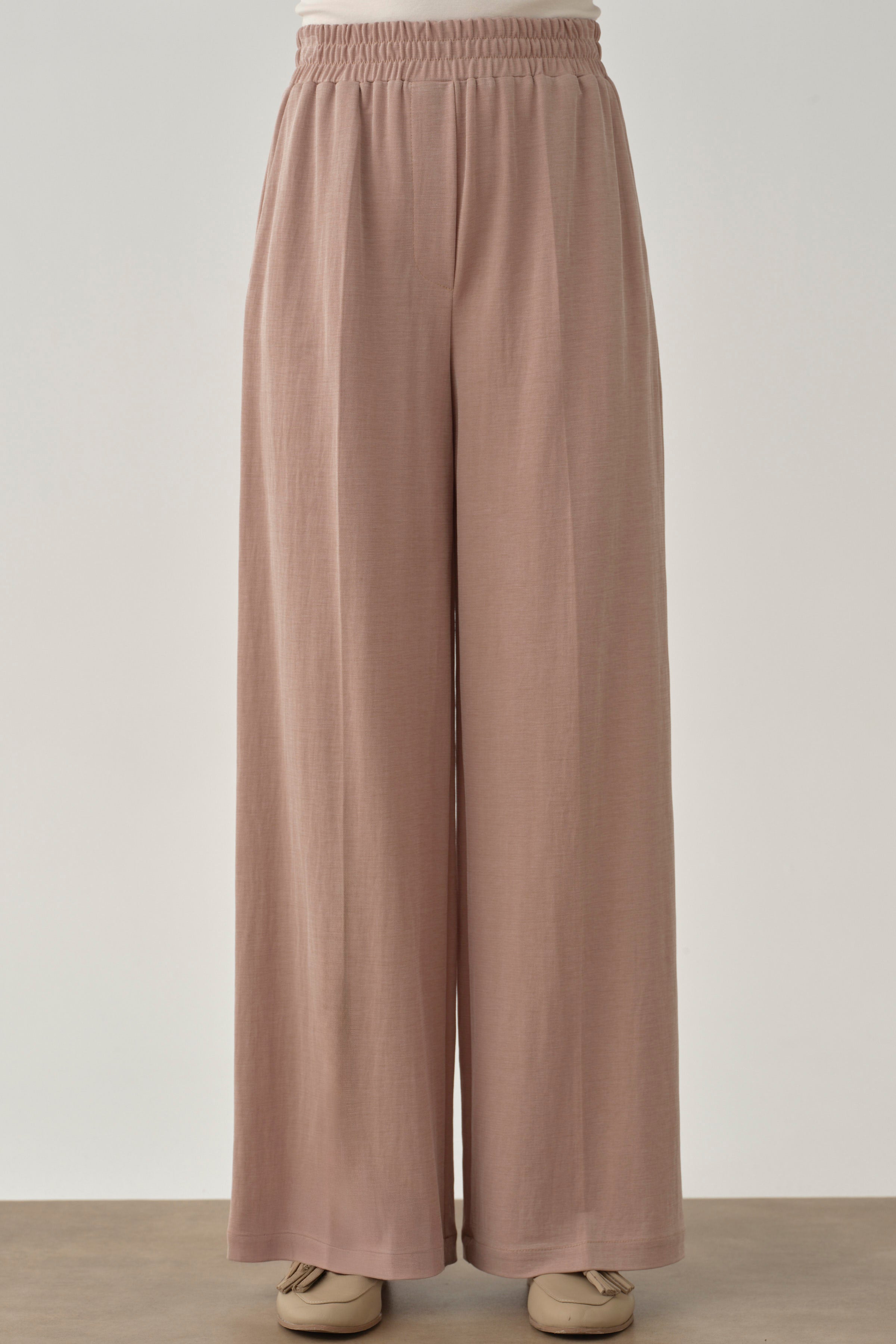 Bol Paça Bel Lastikli Pantolon - Camel TUGBA