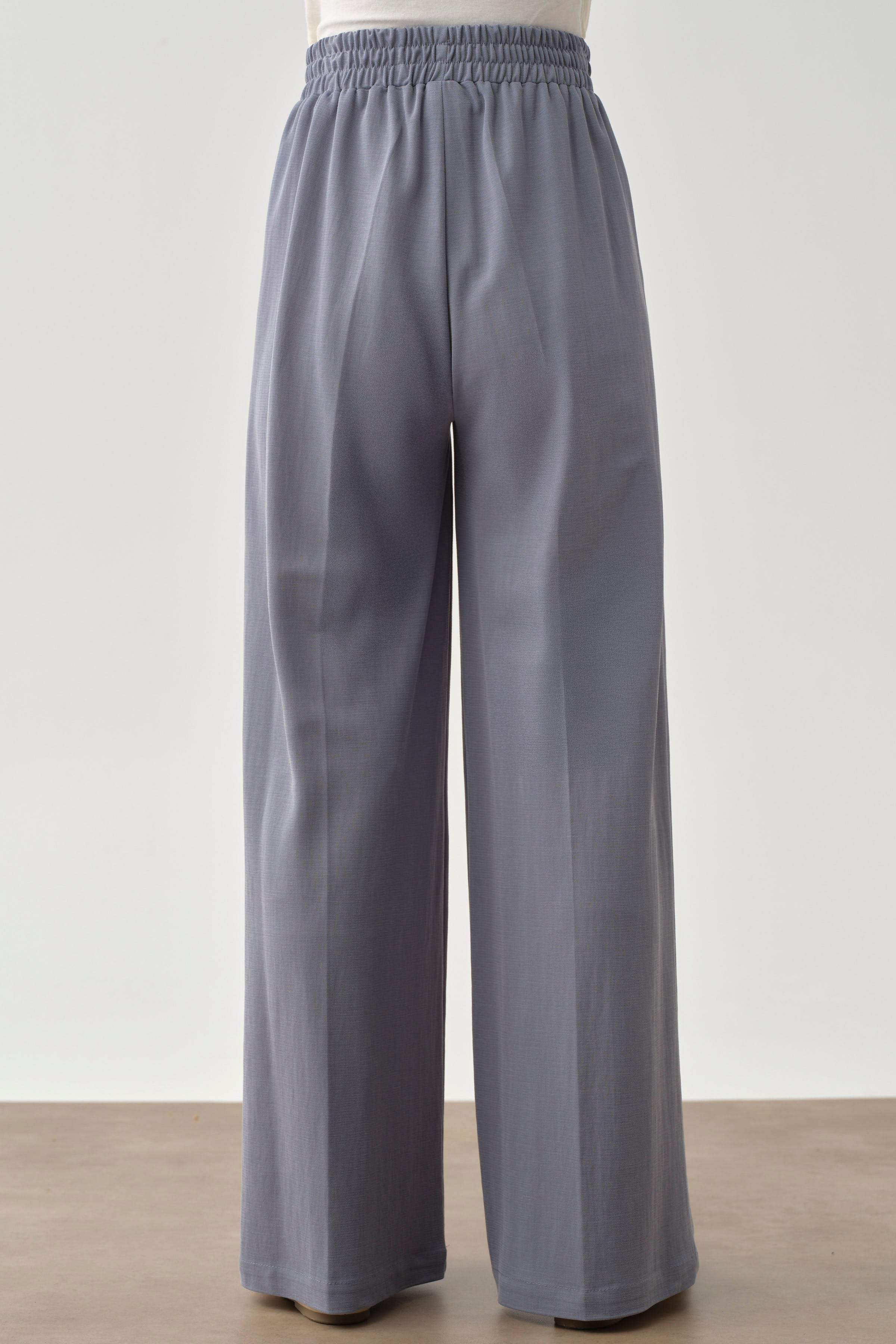 Bol Paça Bel Lastikli Pantolon - Mavi TUGBA