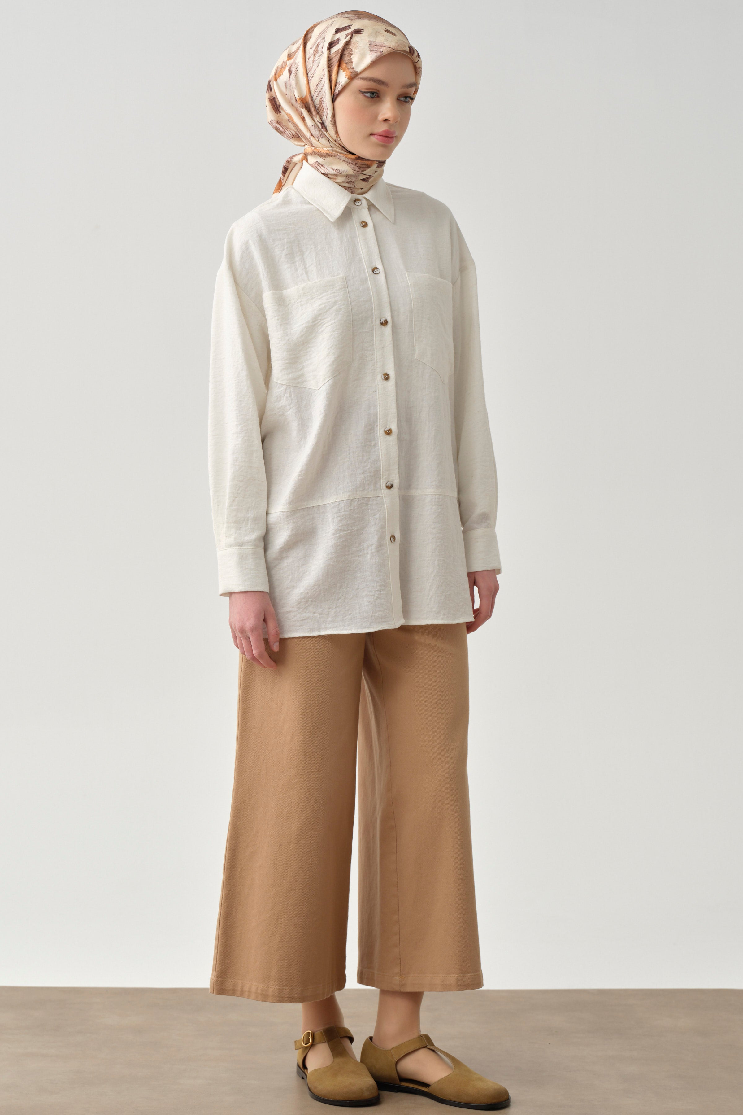 Bol Paça Canvas Pantolon - Camel TUGBA