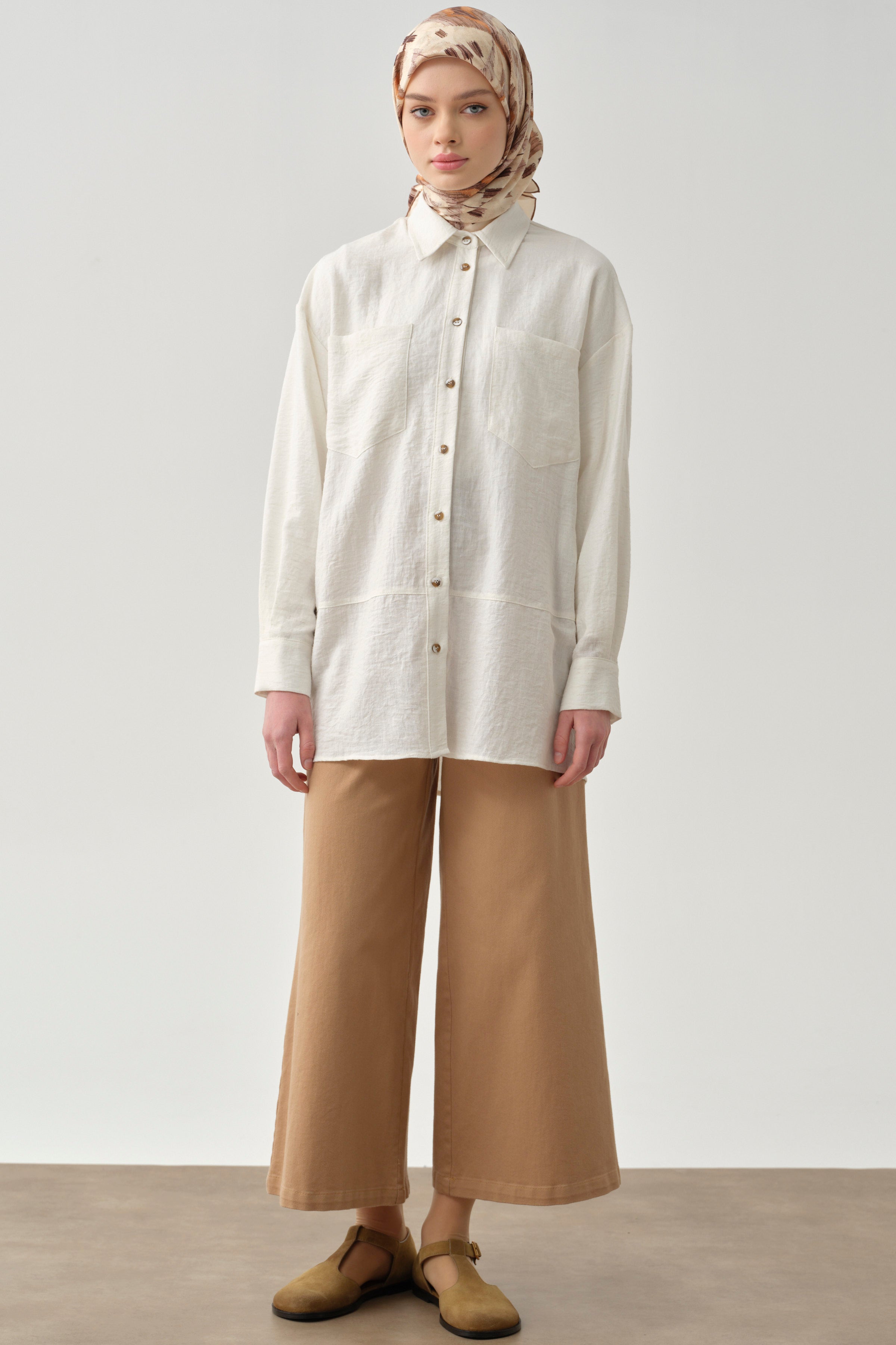 Bol Paça Canvas Pantolon - Camel TUGBA