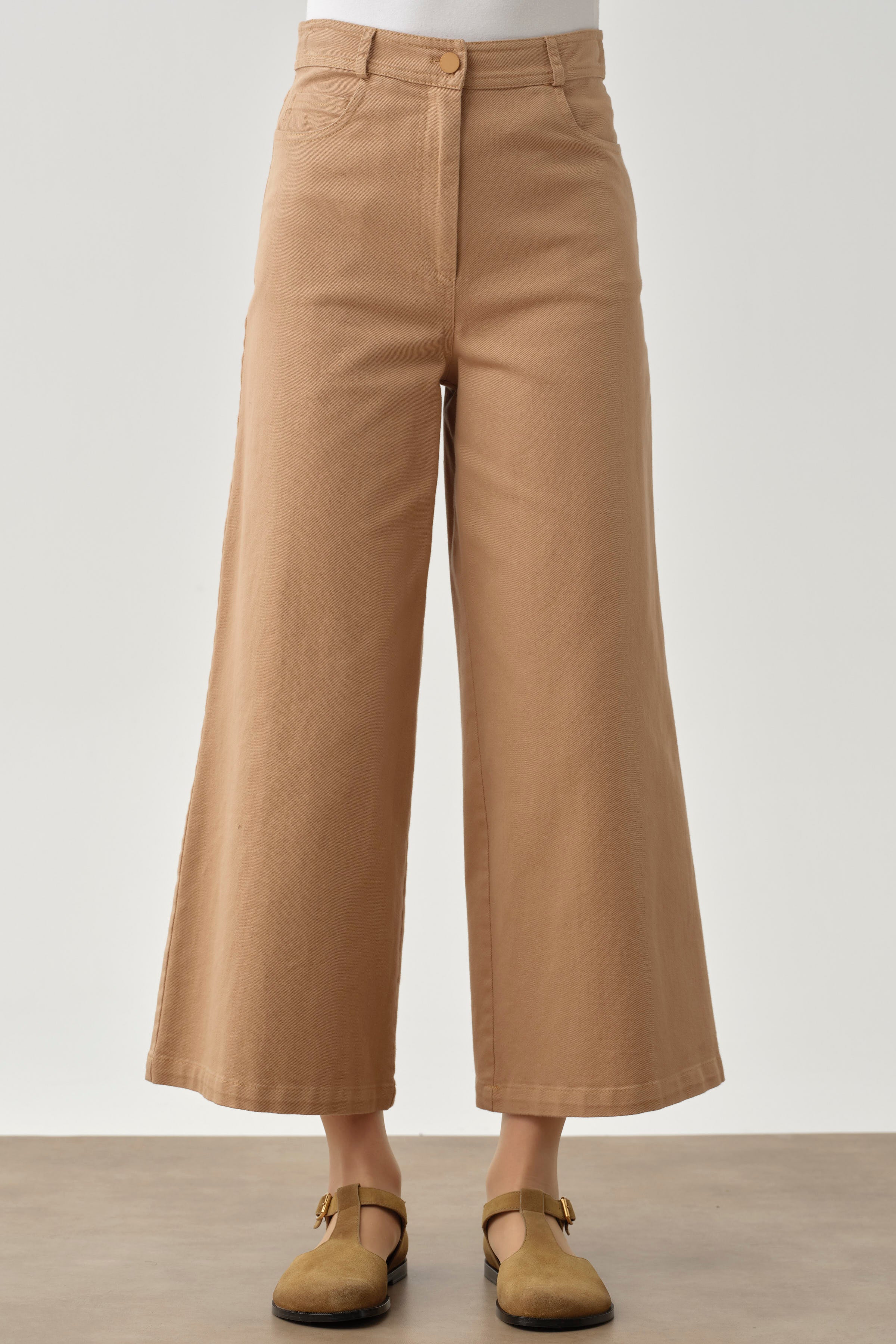 Bol Paça Canvas Pantolon - Camel TUGBA