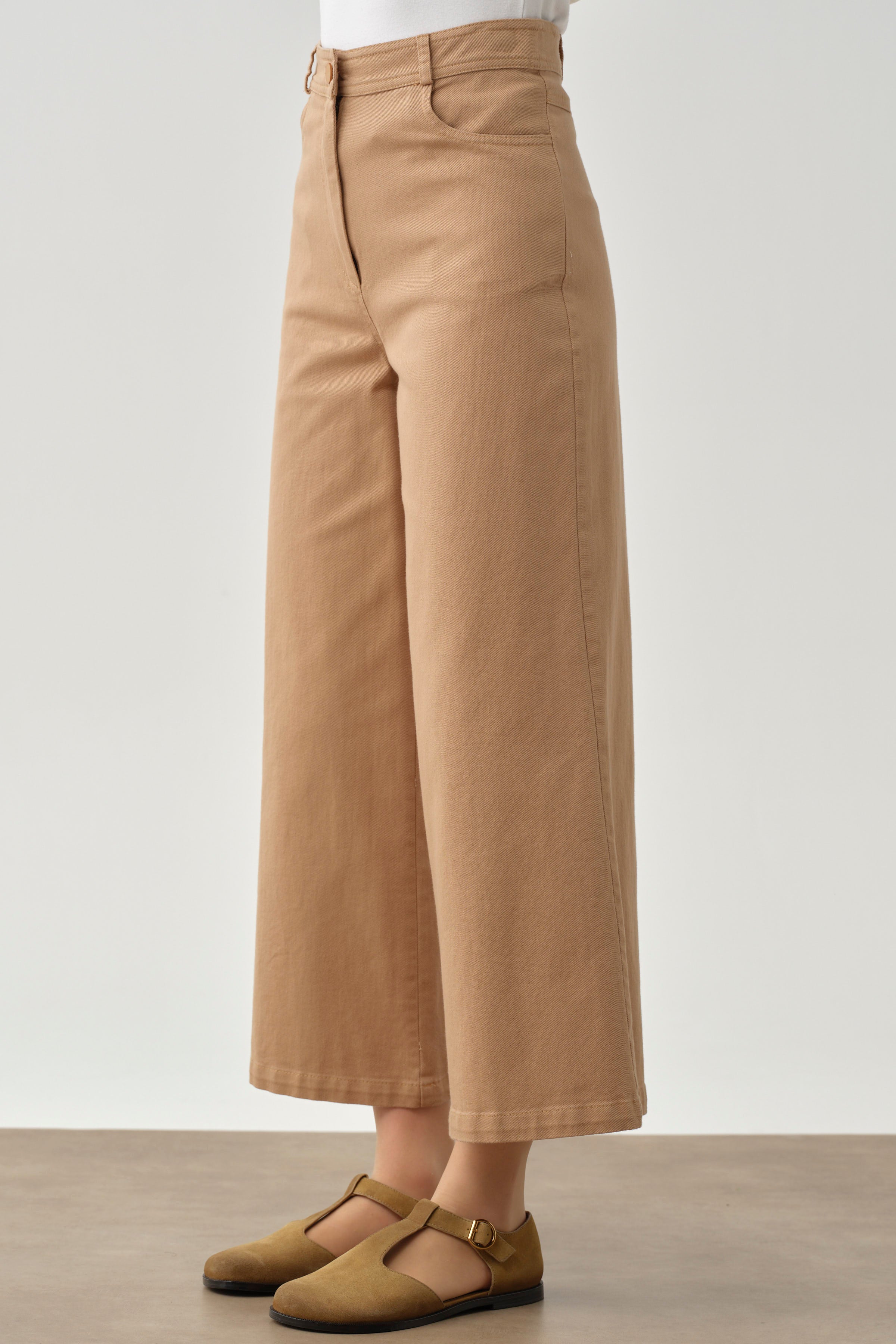 Bol Paça Canvas Pantolon - Camel TUGBA