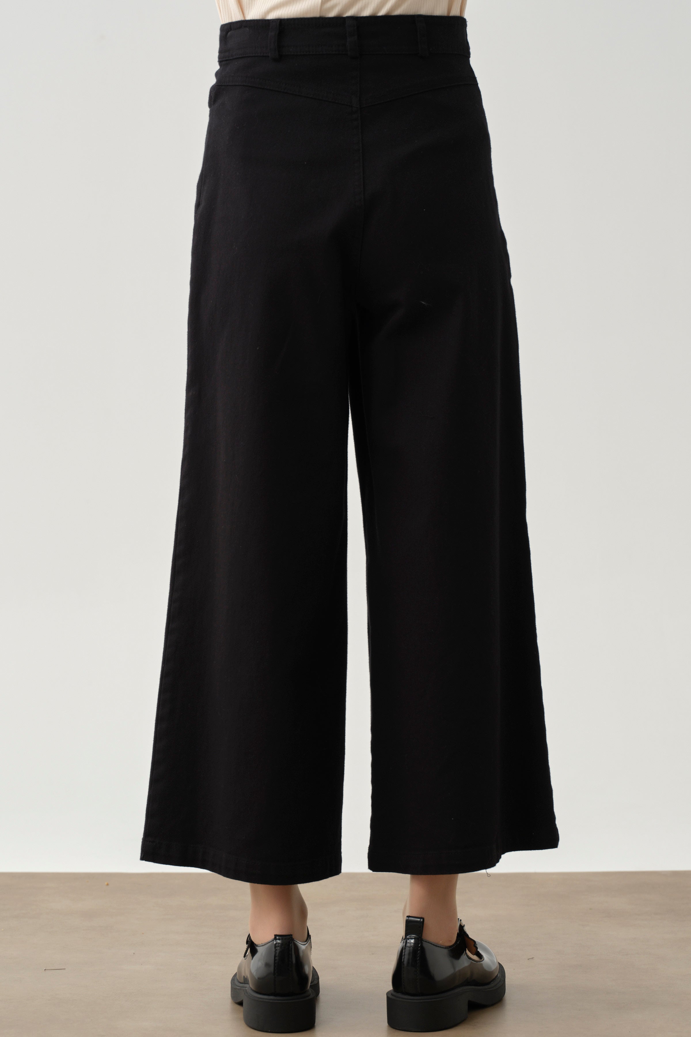 Bol Paça Canvas Pantolon - Siyah TUGBA