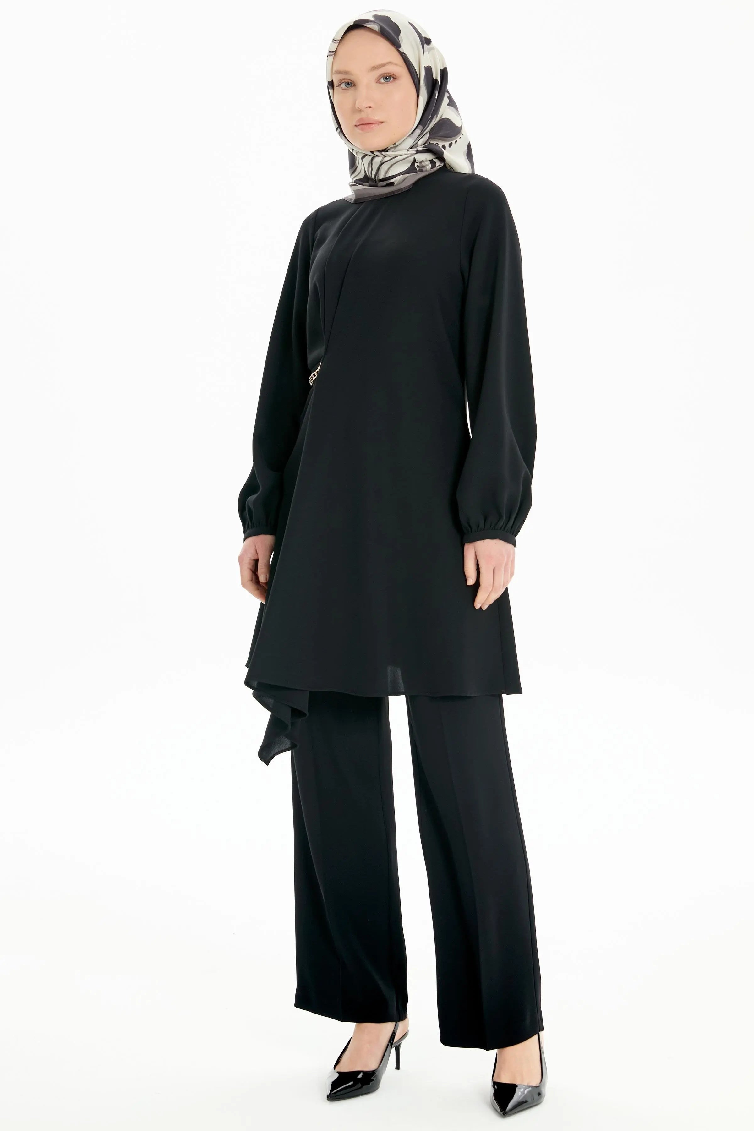 Bol Paça Cepli Pantolon - Siyah TUGBA