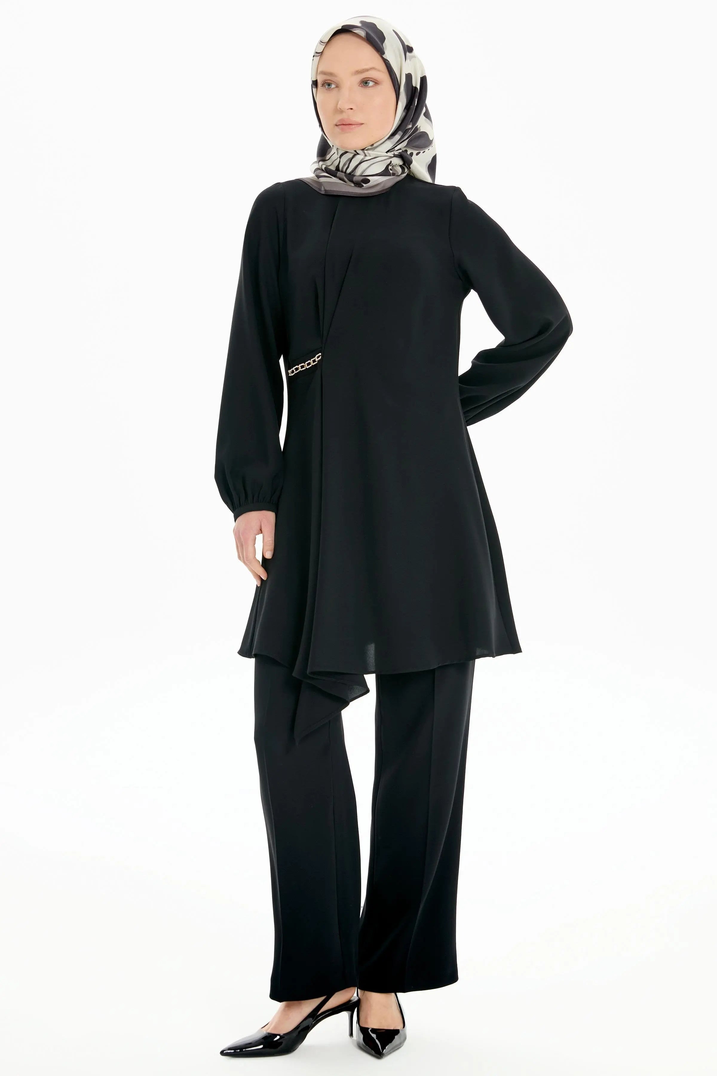 Bol Paça Cepli Pantolon - Siyah TUGBA