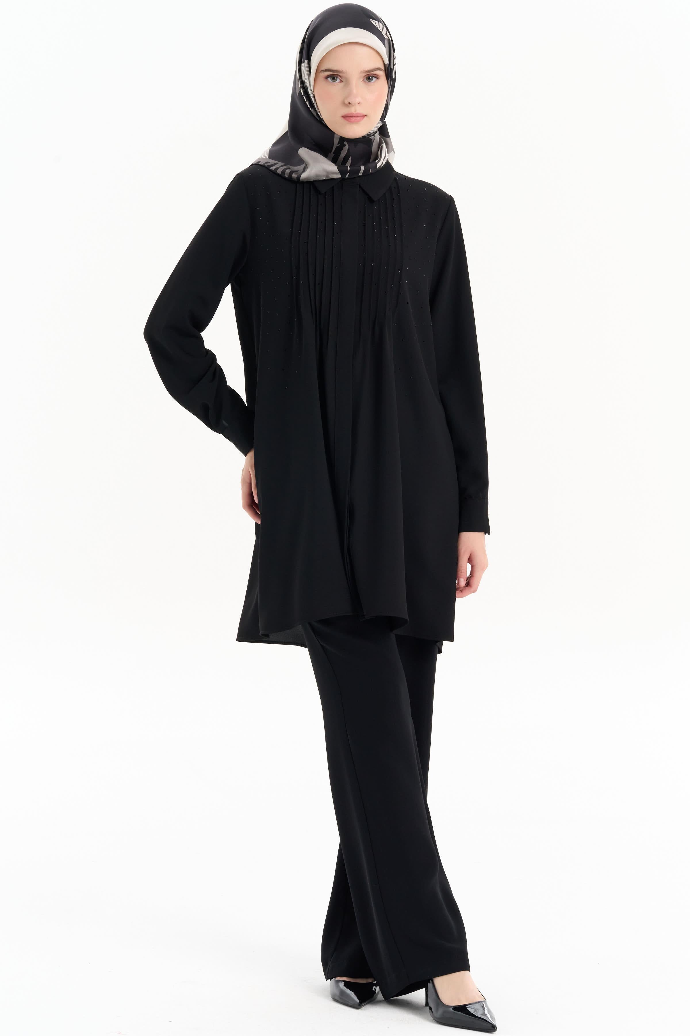 Bol Paça Cepsiz Pantolon - Siyah TUGBA