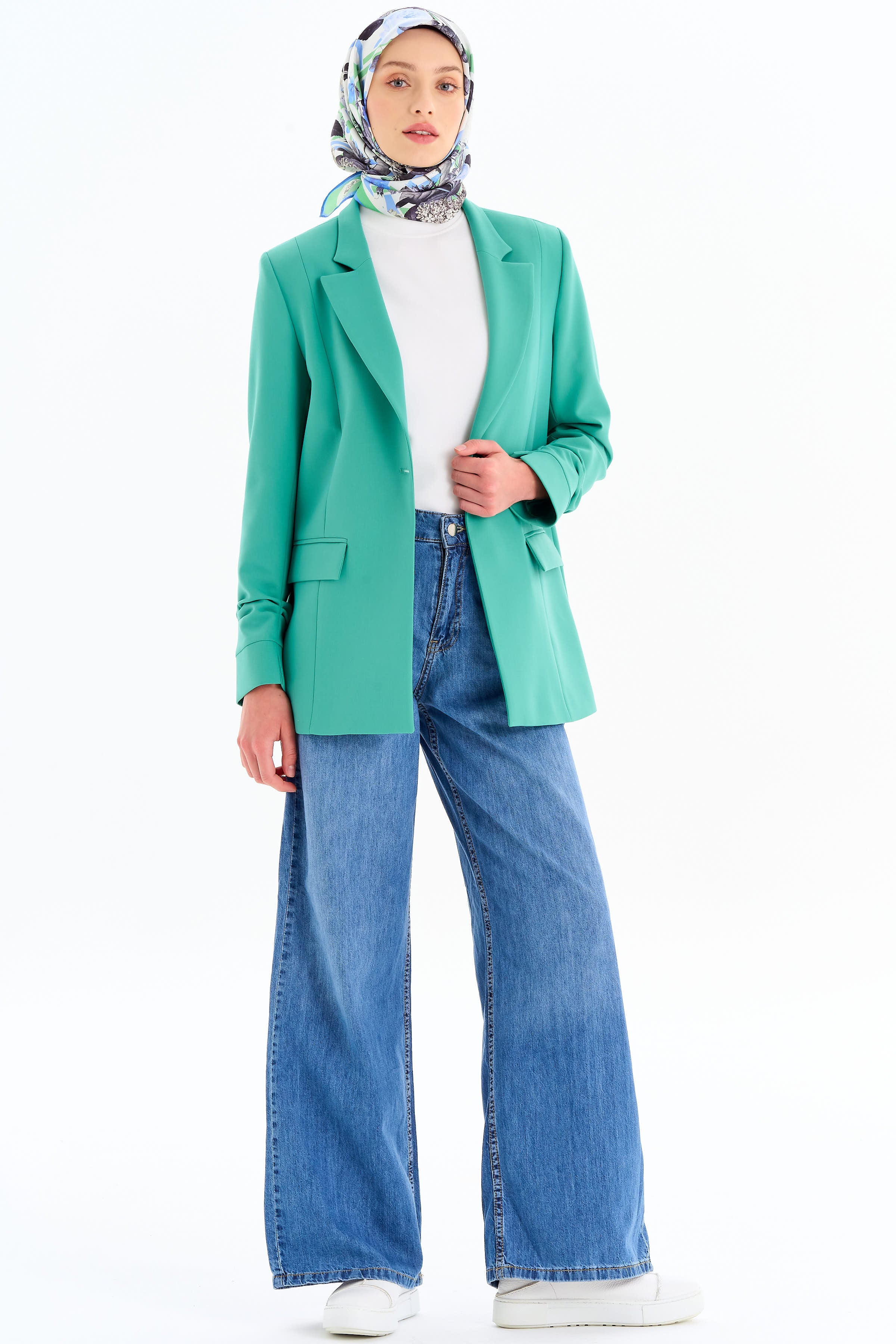 Bol Paça Denim Pantolon - İndigo TUGBA