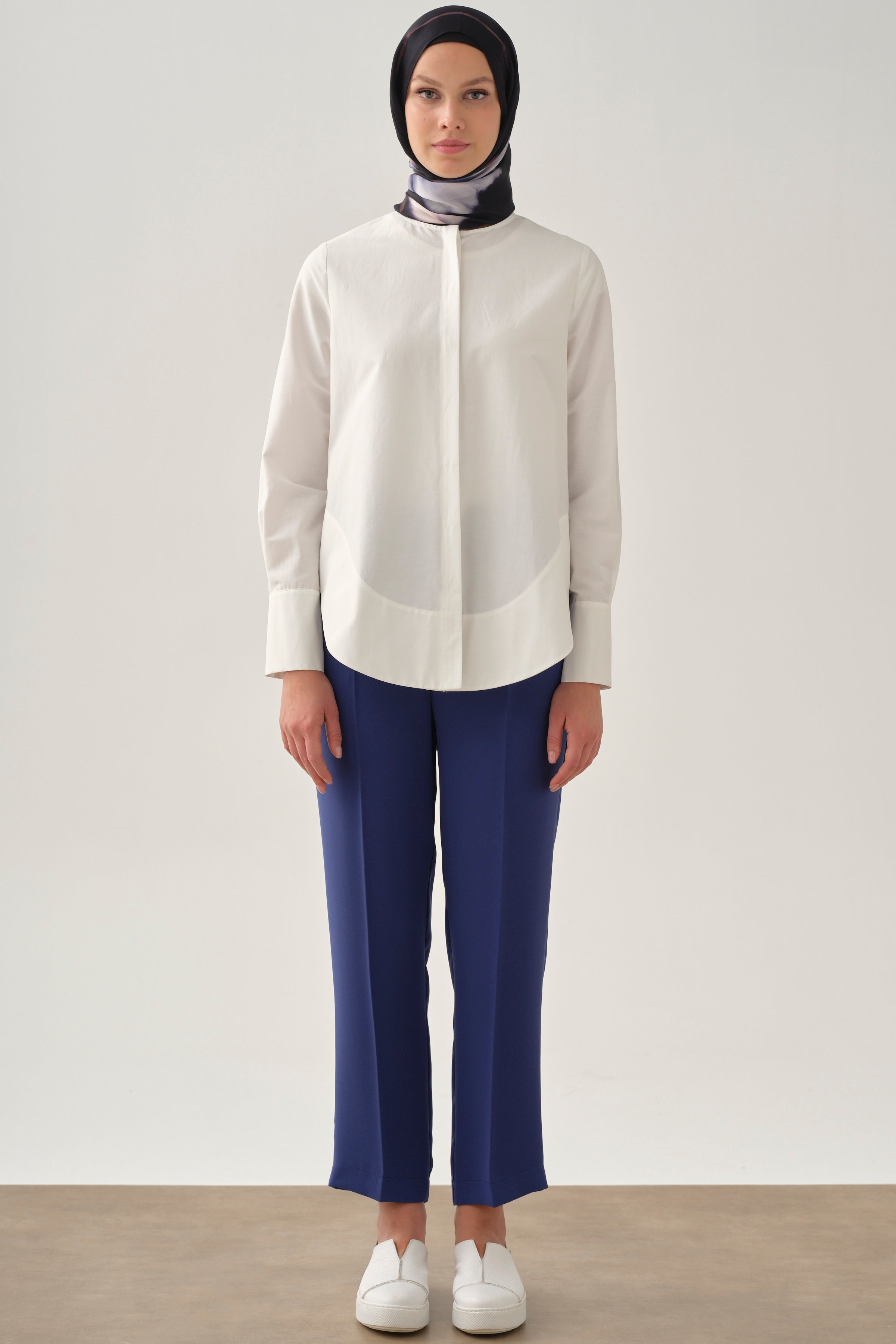 Bol Paça Pensli Pantolon - İndigo TUGBA