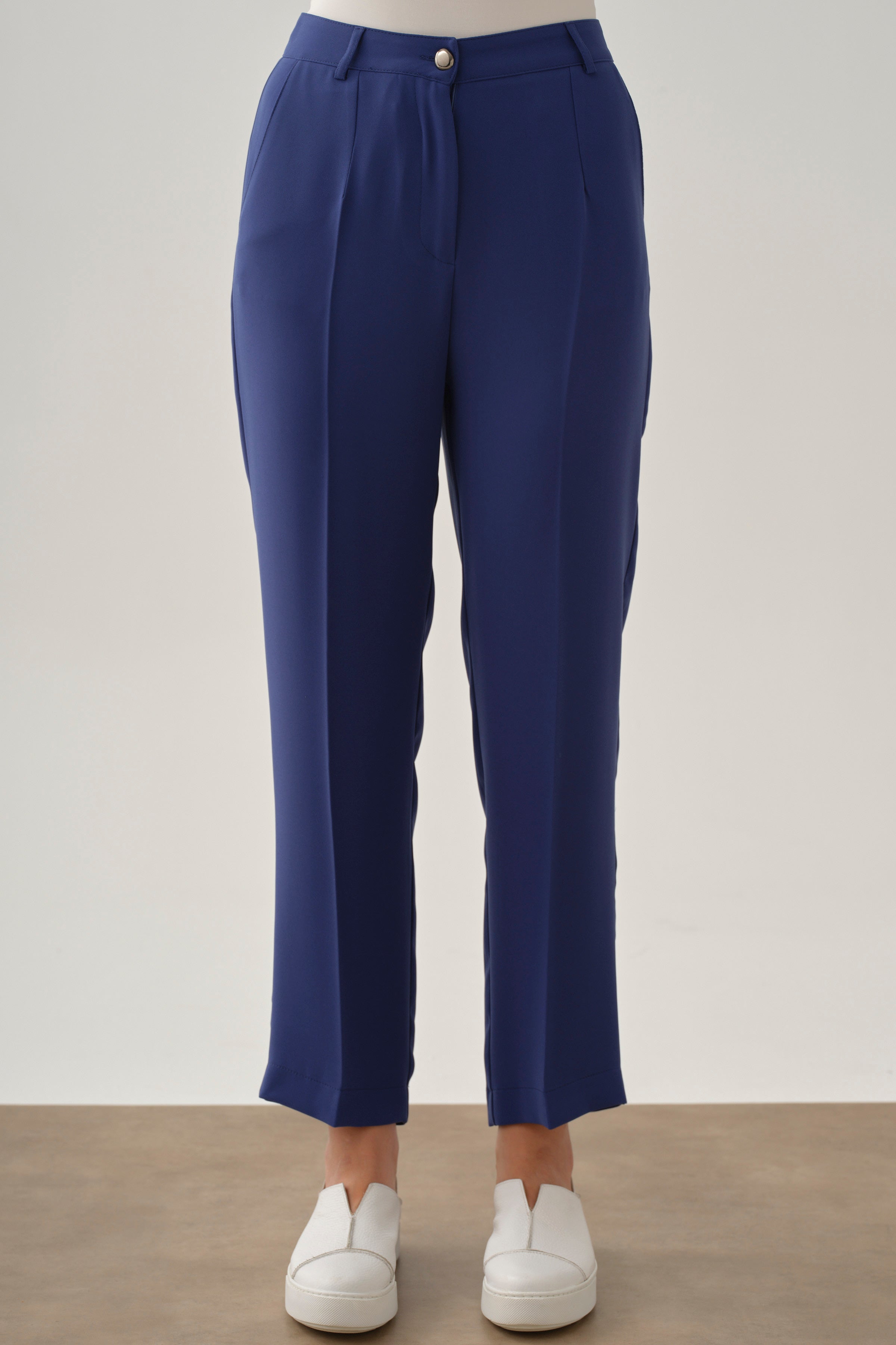 Bol Paça Pensli Pantolon - İndigo TUGBA