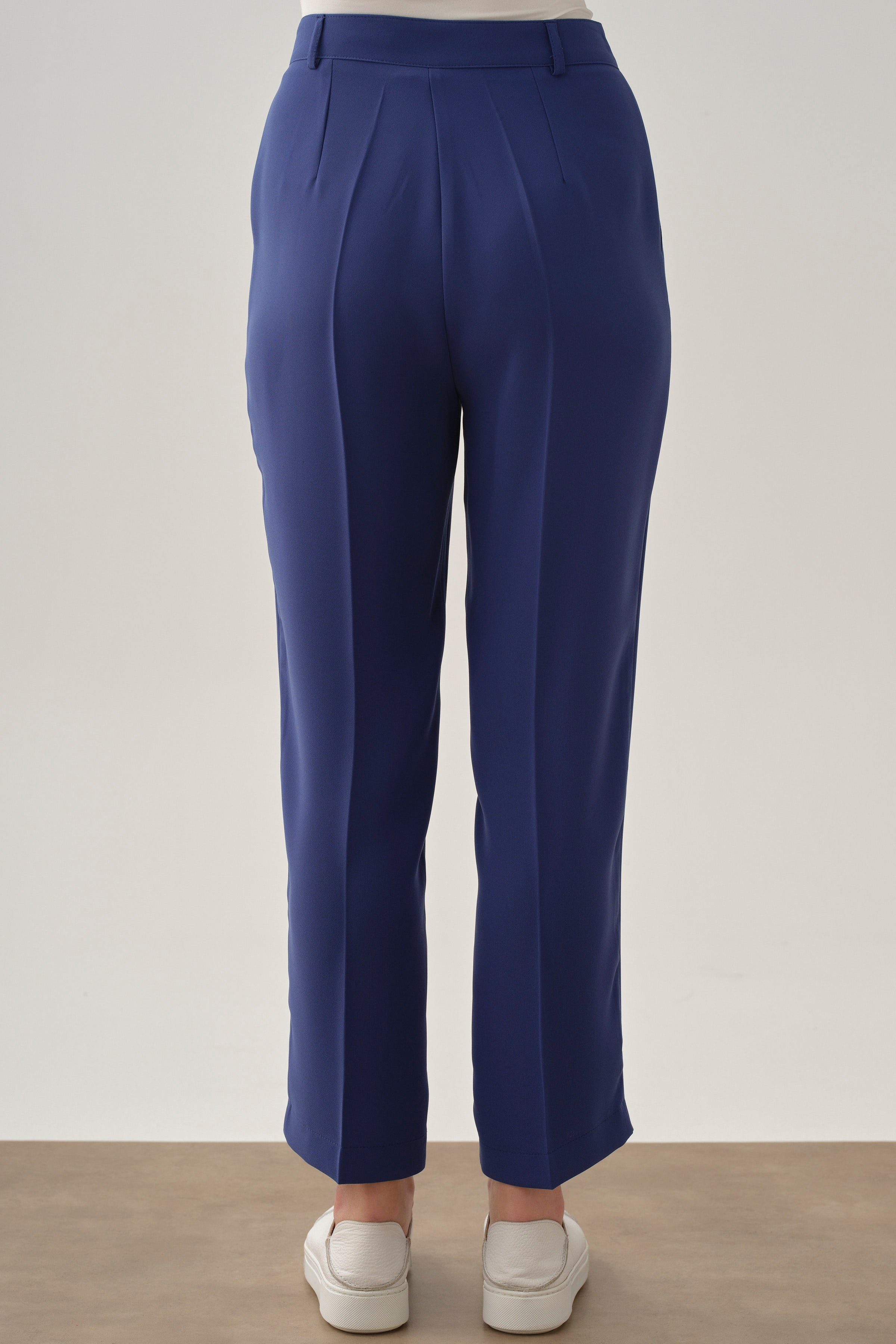 Bol Paça Pensli Pantolon - İndigo TUGBA