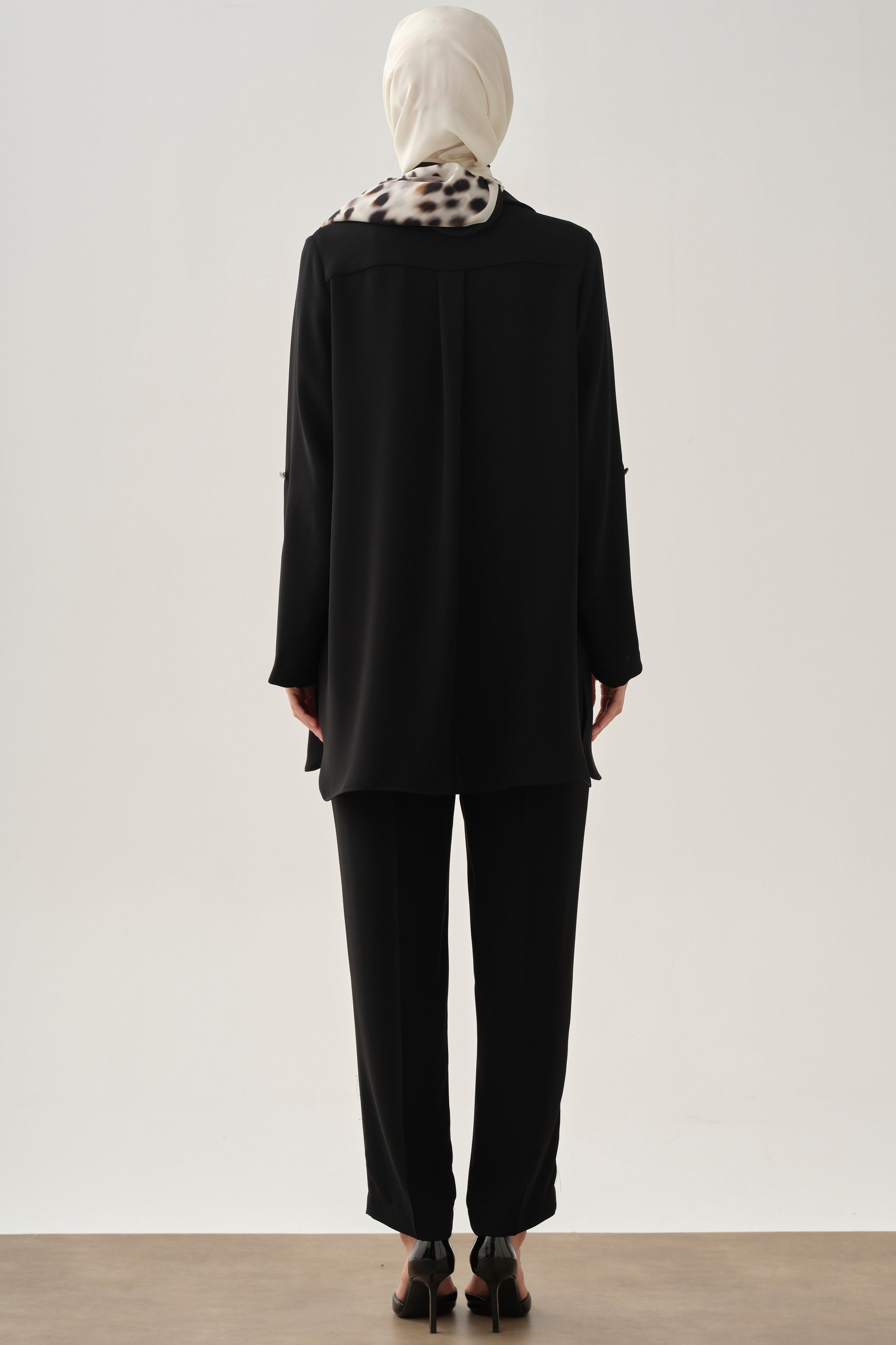 Bol Paça Pensli Pantolon - Siyah TUGBA