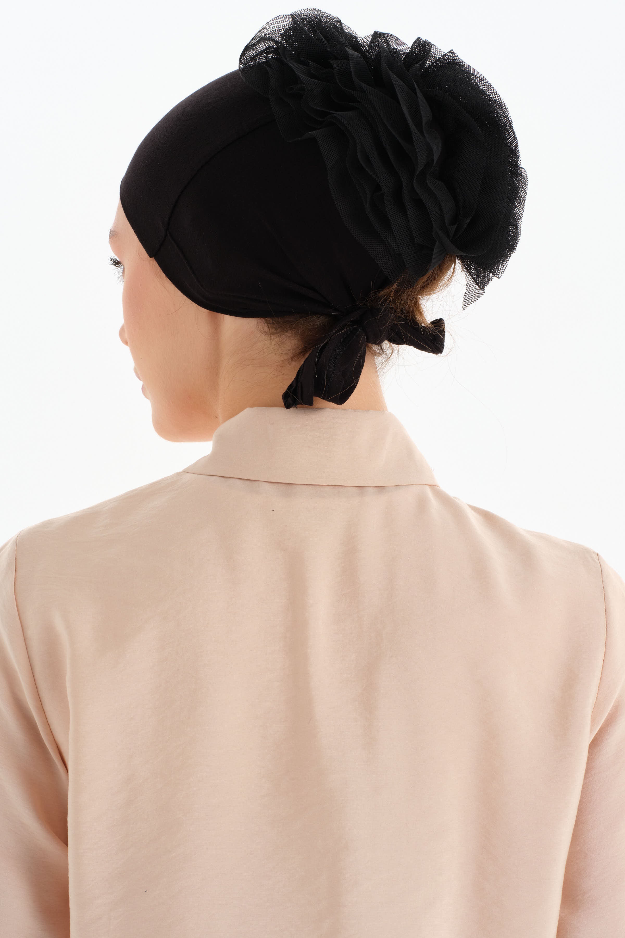 Dantelli Topuz Bone - Siyah TUGBA