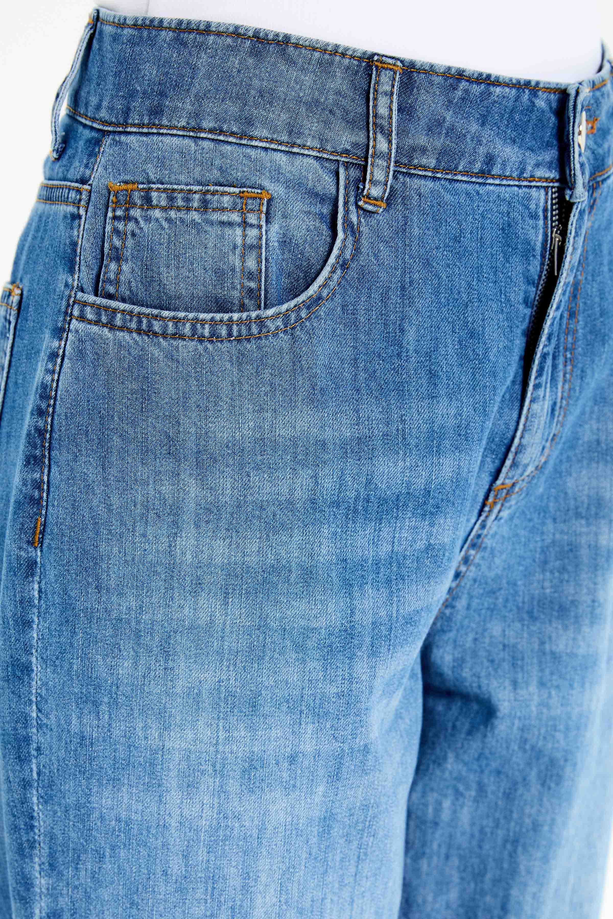 Boru Paça Denim Pantolon - İndigo TUGBA