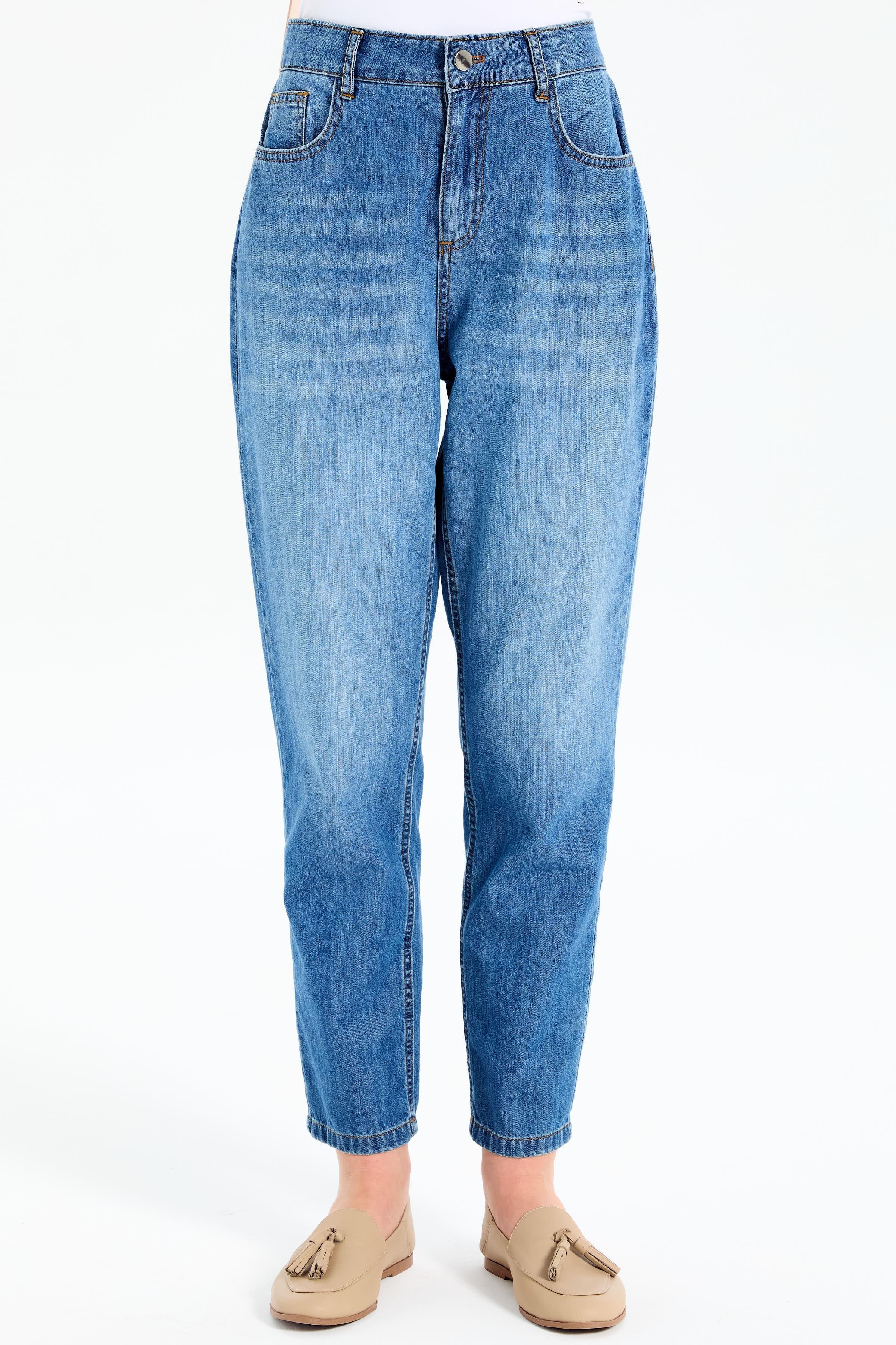 Boru Paça Denim Pantolon - İndigo TUGBA