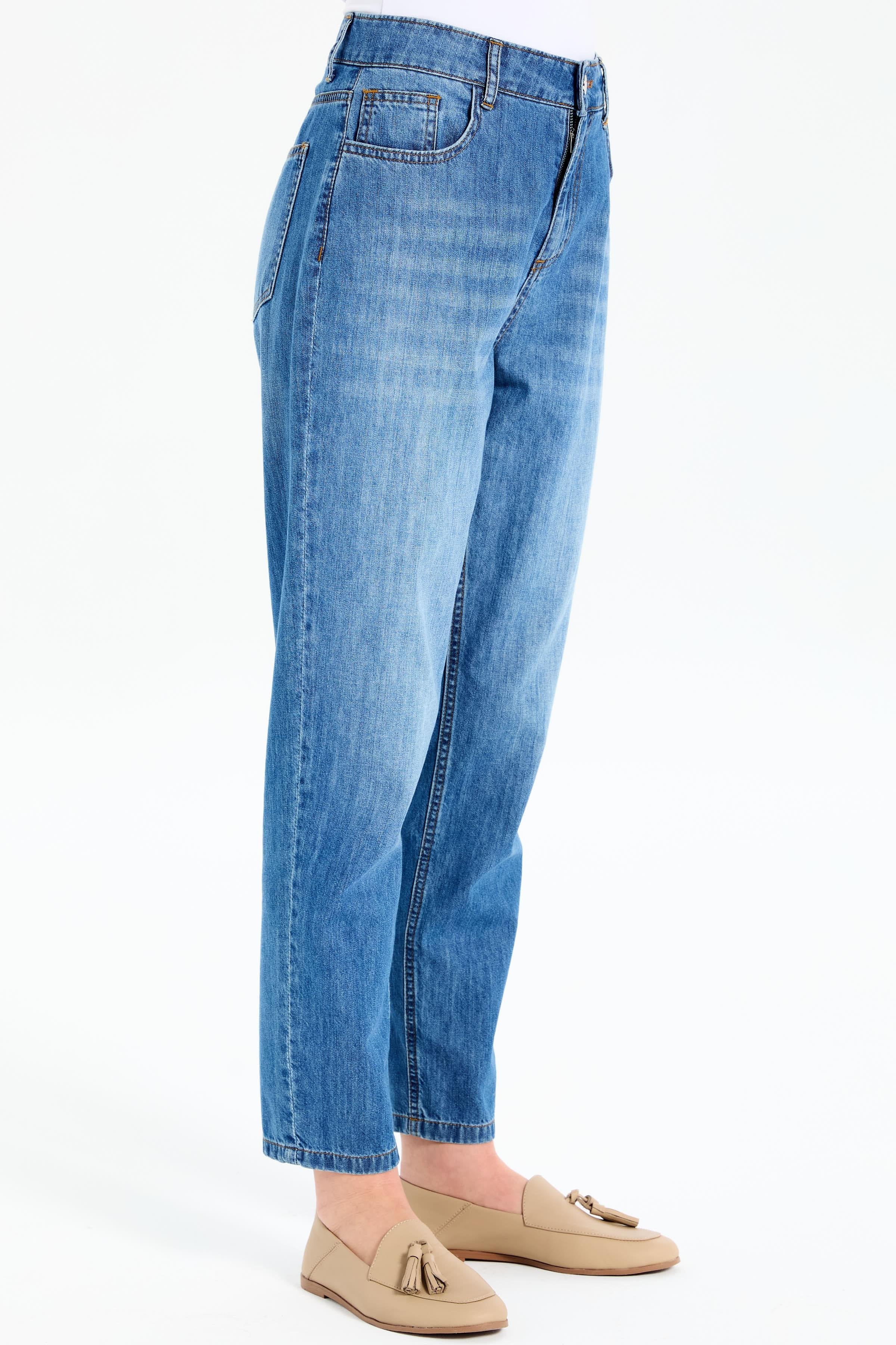 Boru Paça Denim Pantolon - İndigo TUGBA