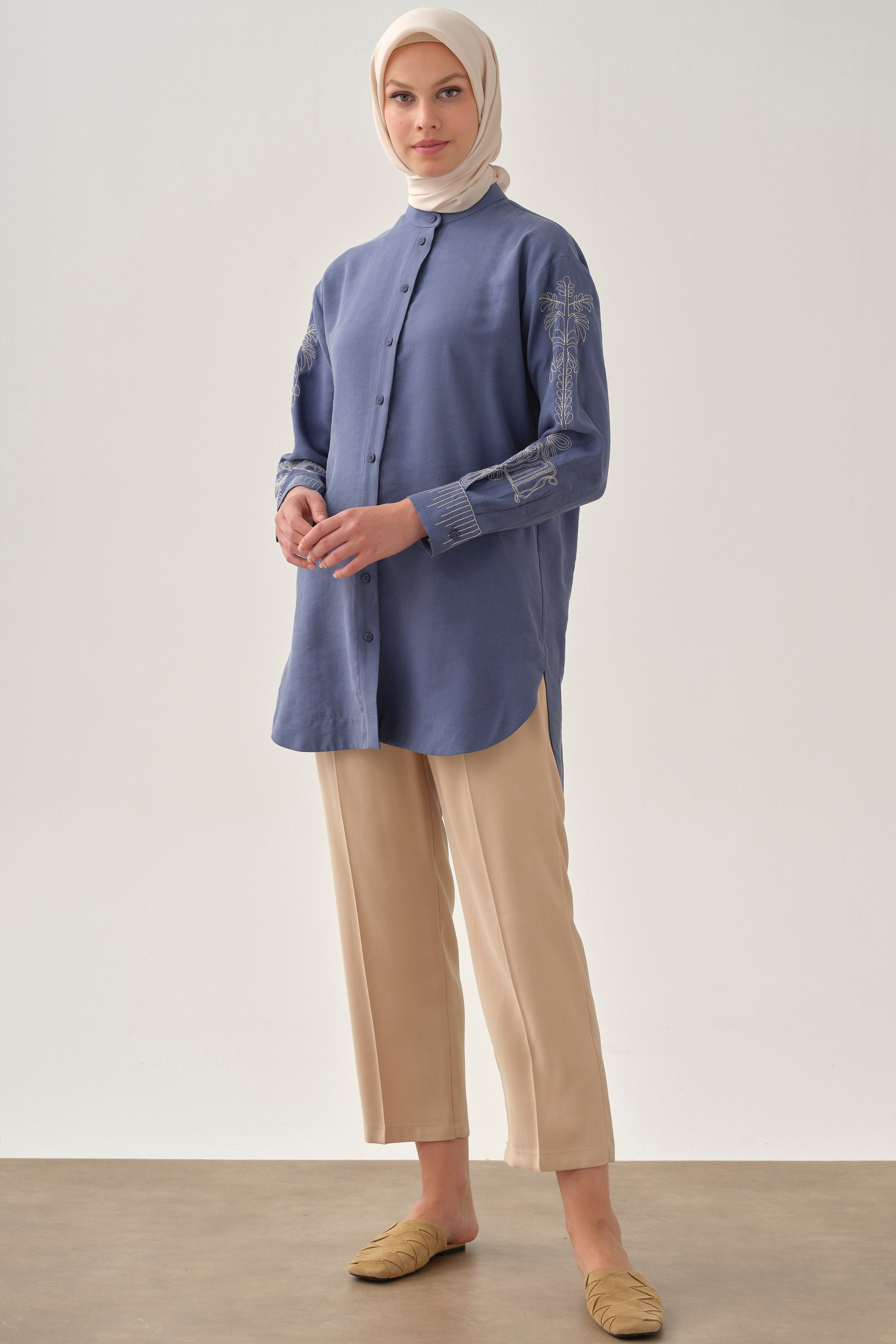 Boru Paça Pantolon - Kum TUGBA