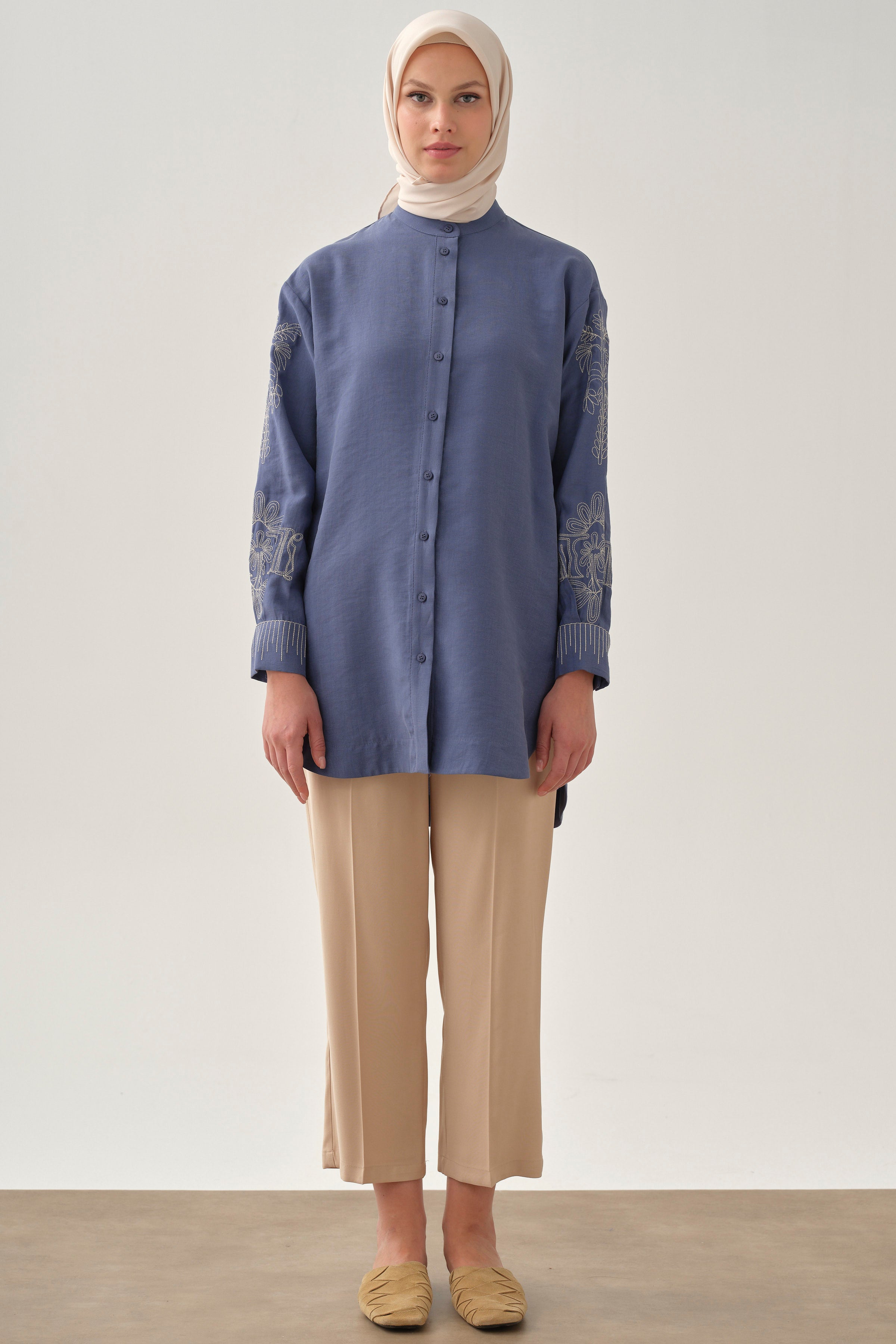 Boru Paça Pantolon - Kum TUGBA