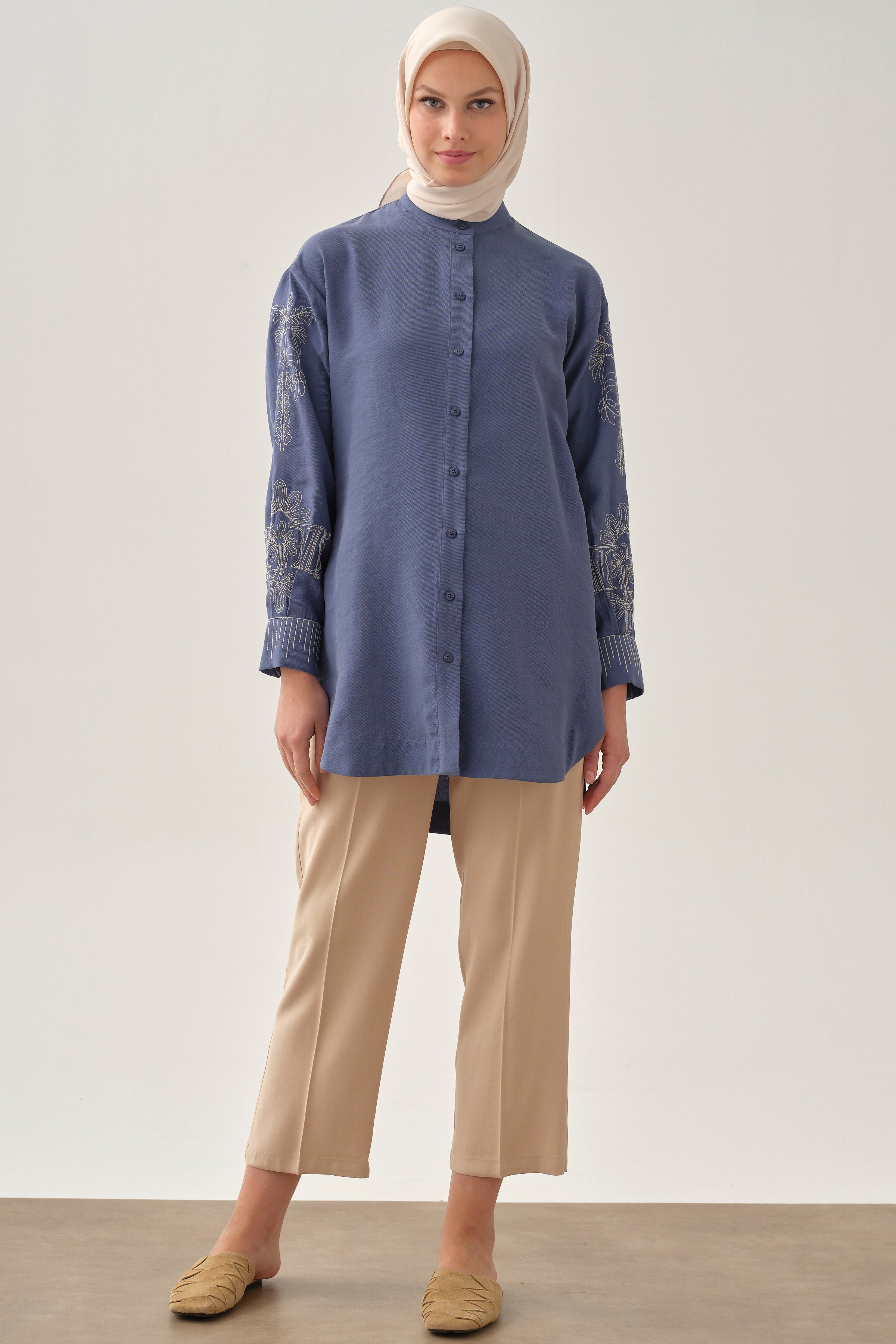 Boru Paça Pantolon - Kum TUGBA