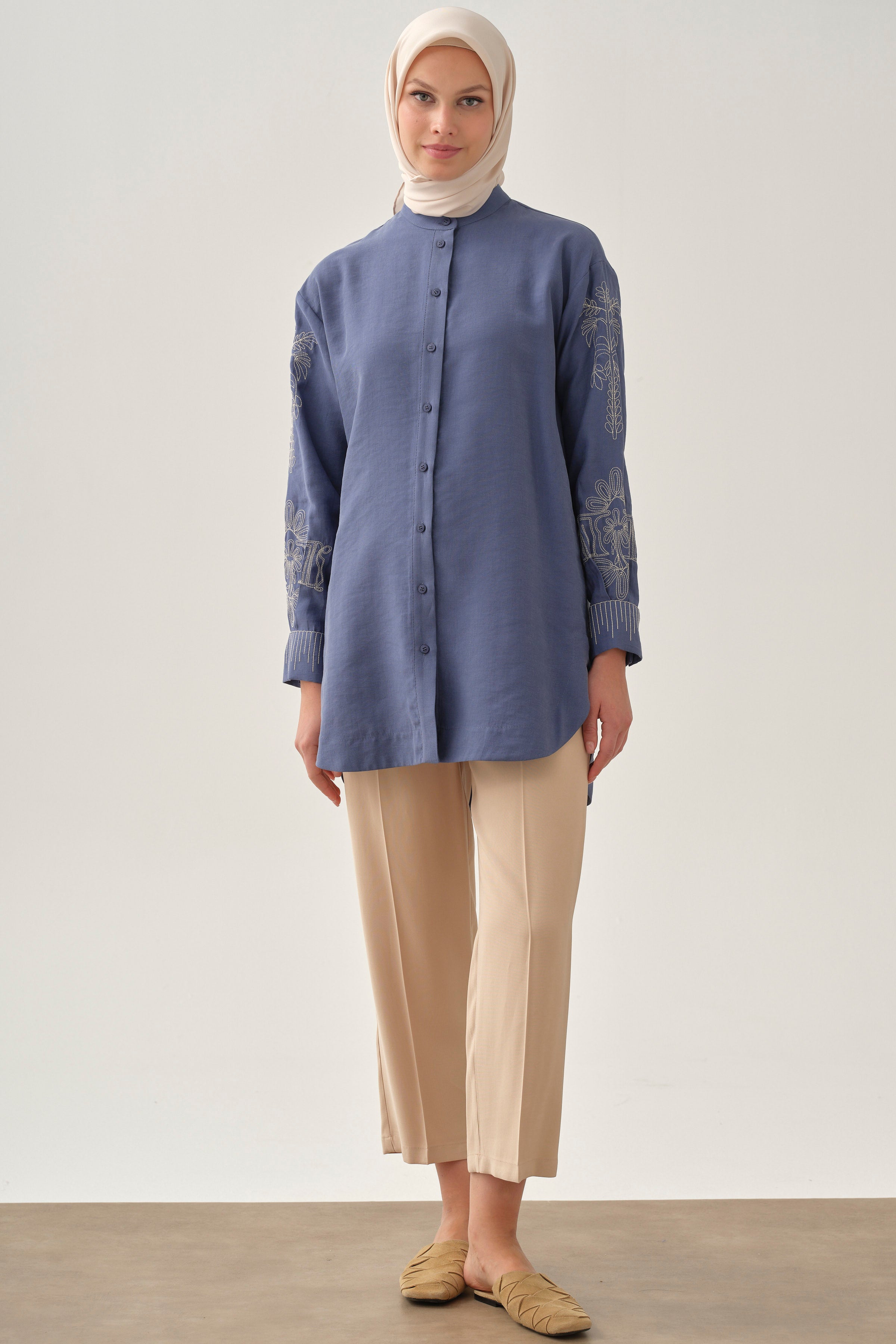 Boru Paça Pantolon - Kum TUGBA